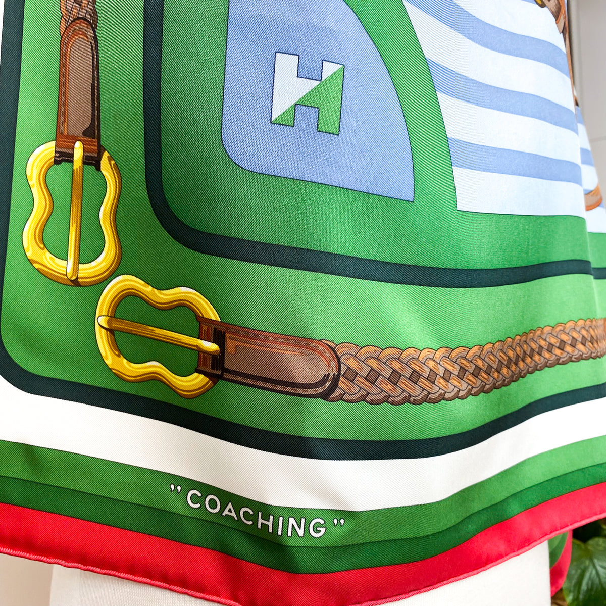 Brand New Boxed Hermes Coaching Designer Silk Scarf