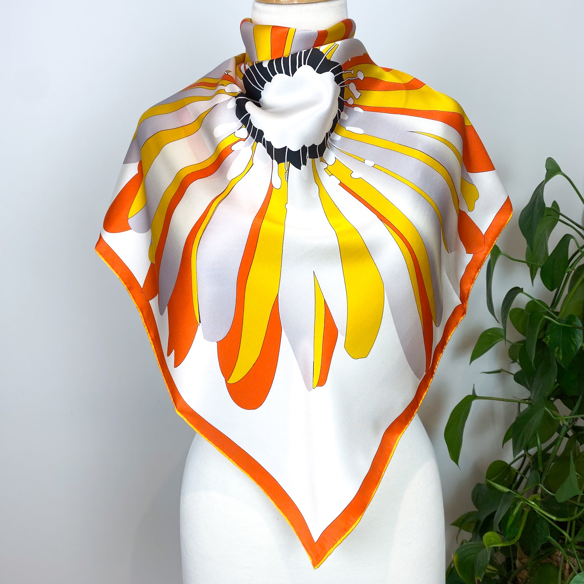 Brand New Modern Floral Design Silk Scarf