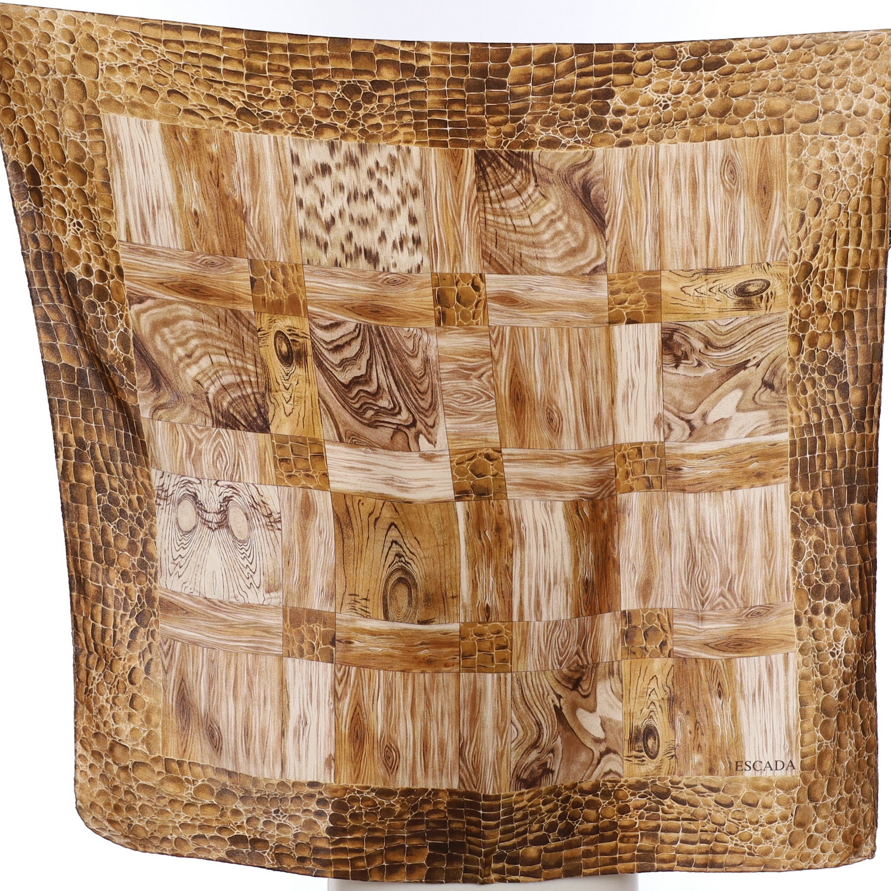 Escada Croc and Wood Theme Silk Scarf