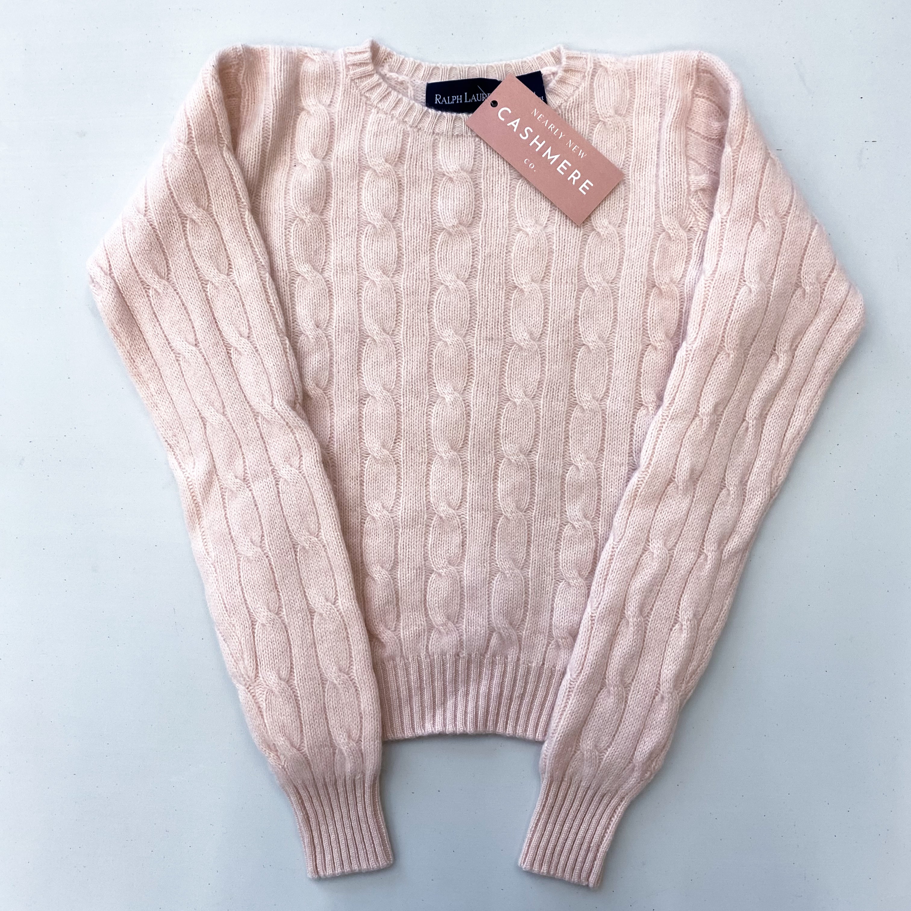Children’s Ralph Lauren Pale Pink Cable Cashmere Crew Neck Jumper Age 8-10
