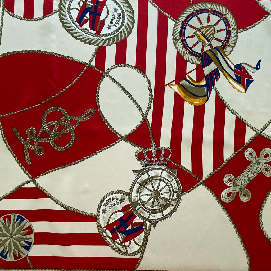 French Nautical Design Vintage Silk Scarf