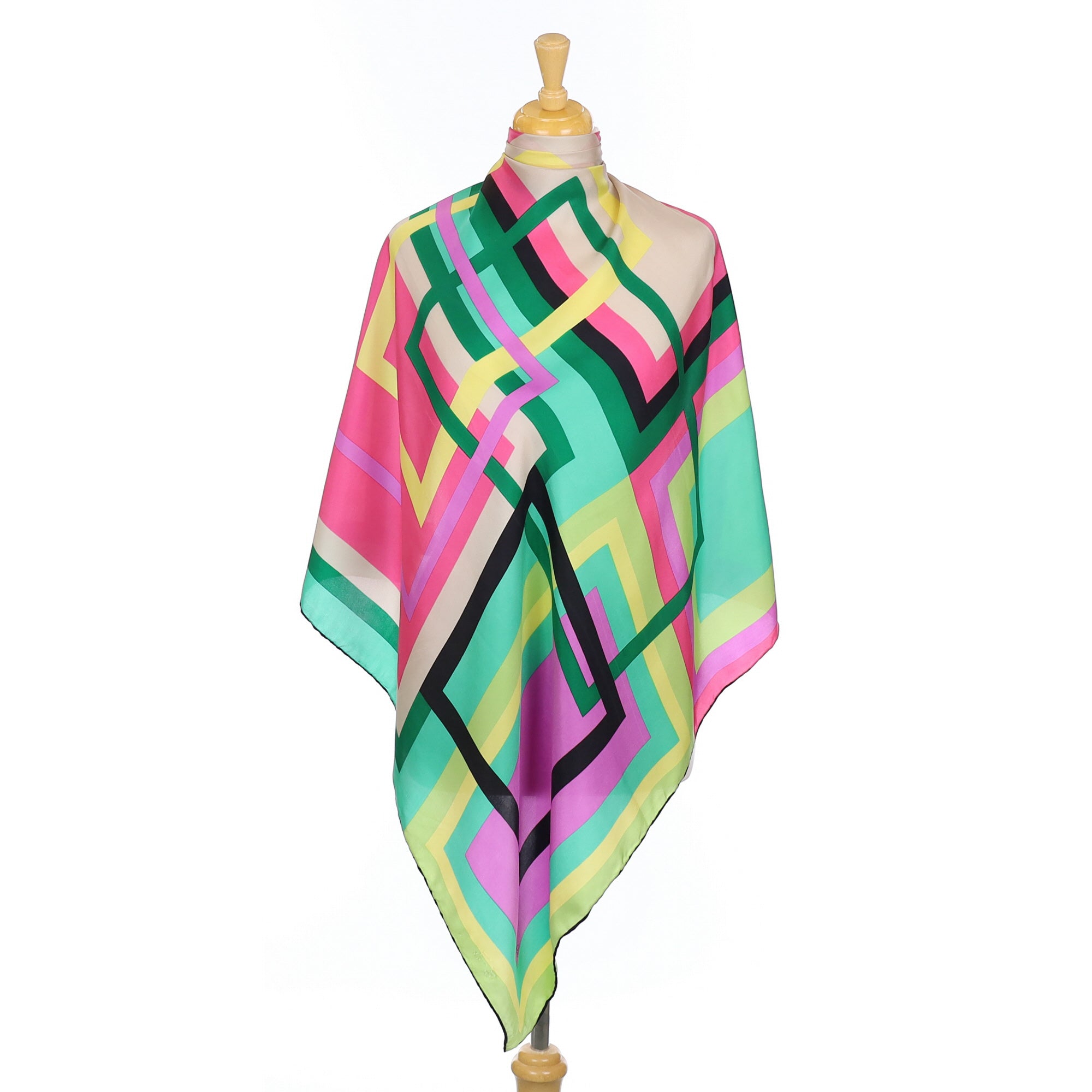Multicoloured Geometric Silk Scarf
