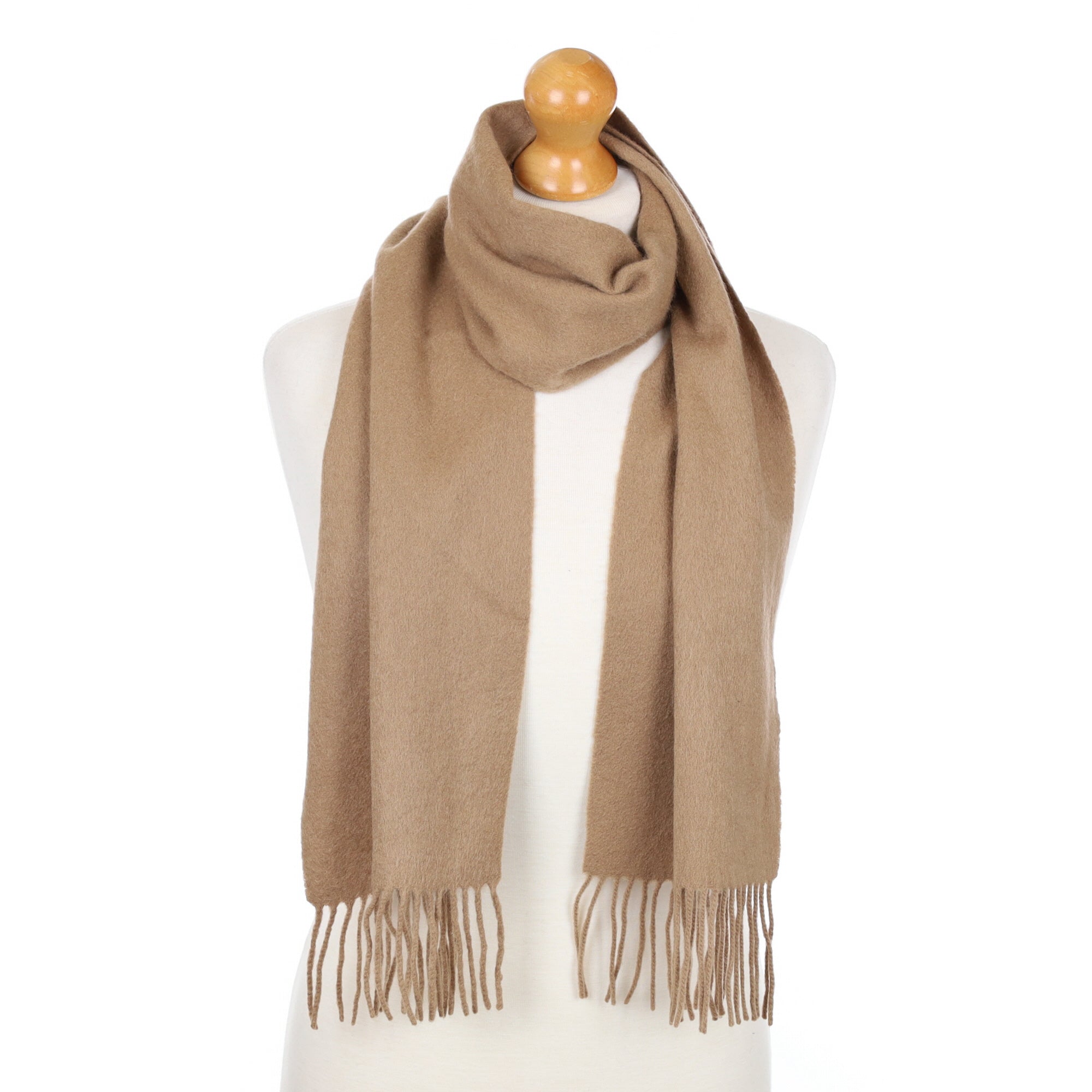 Brown Solid Knit Faux Cashmere Scarf