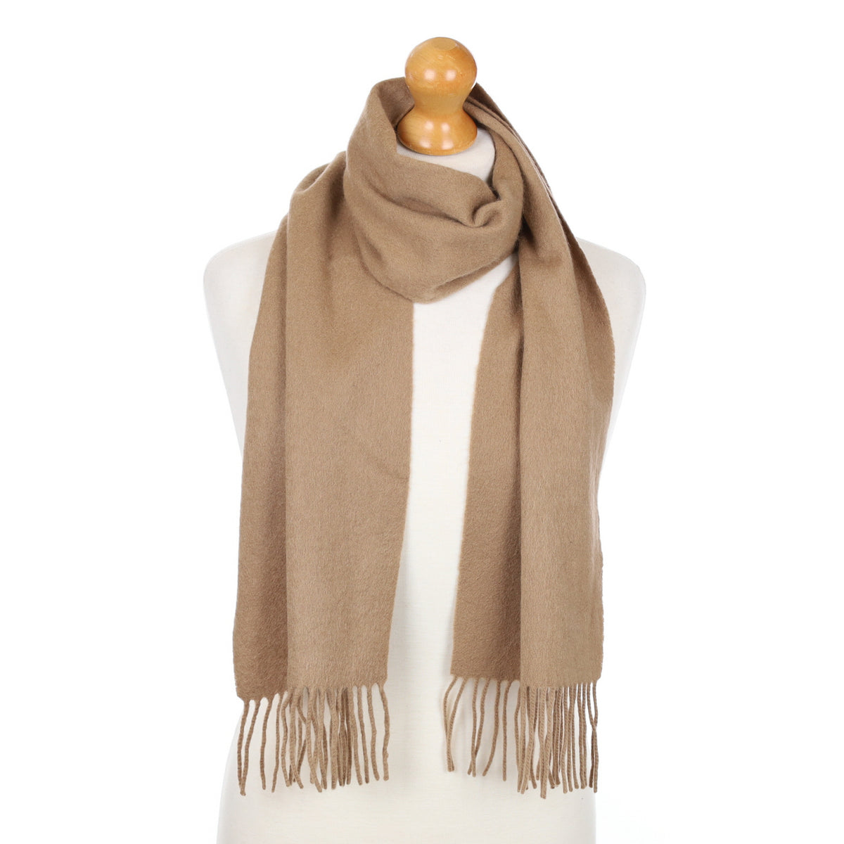 Caramel Brown Fringed Cashmere Woven Scarf