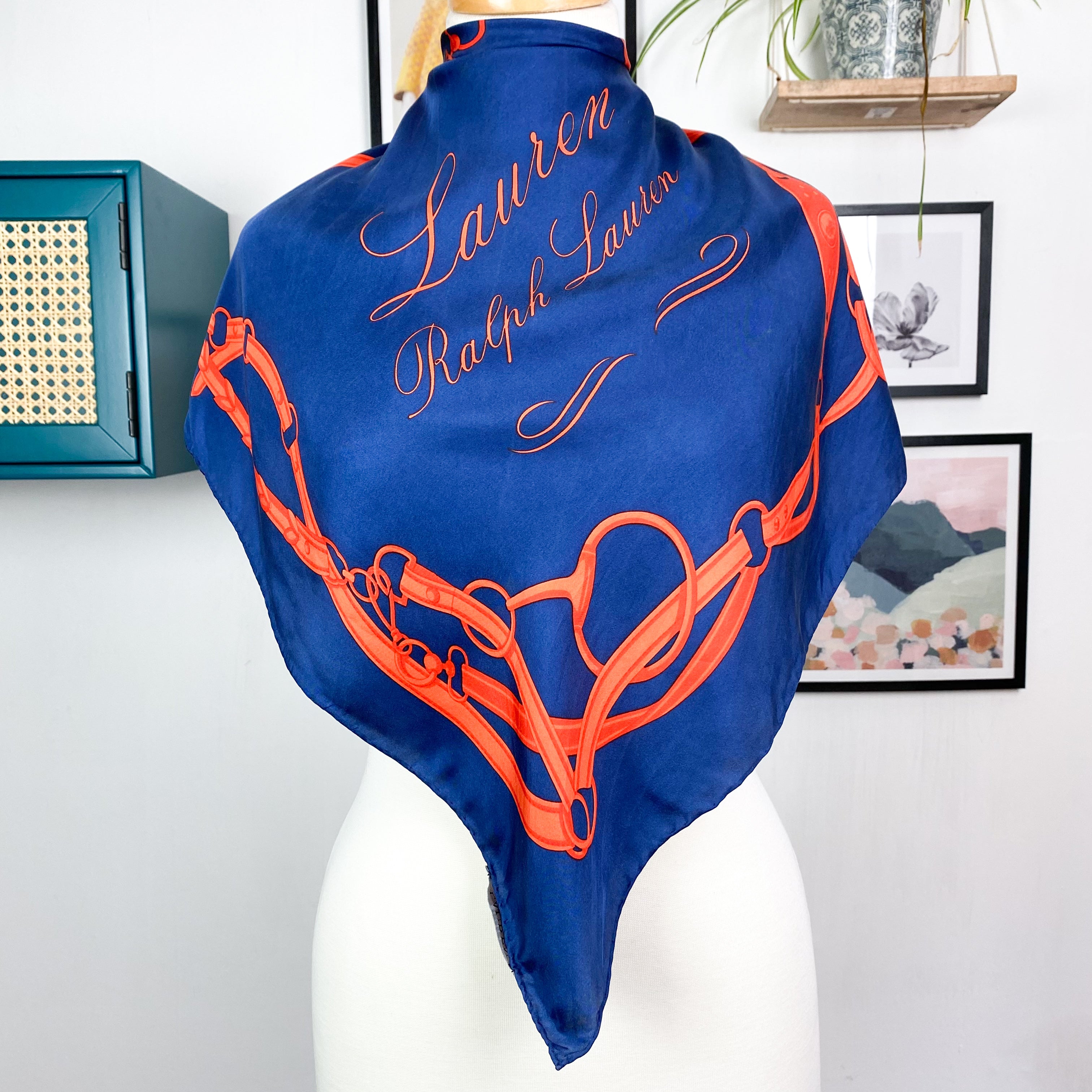 Ralph Lauren French Navy Small Silk Scarf