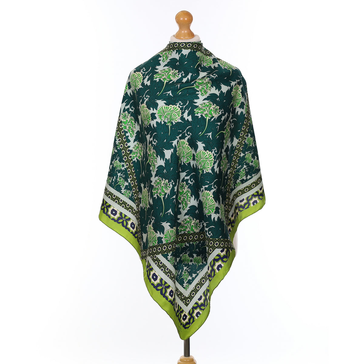 Max Mara Green Floral Silk Scarf