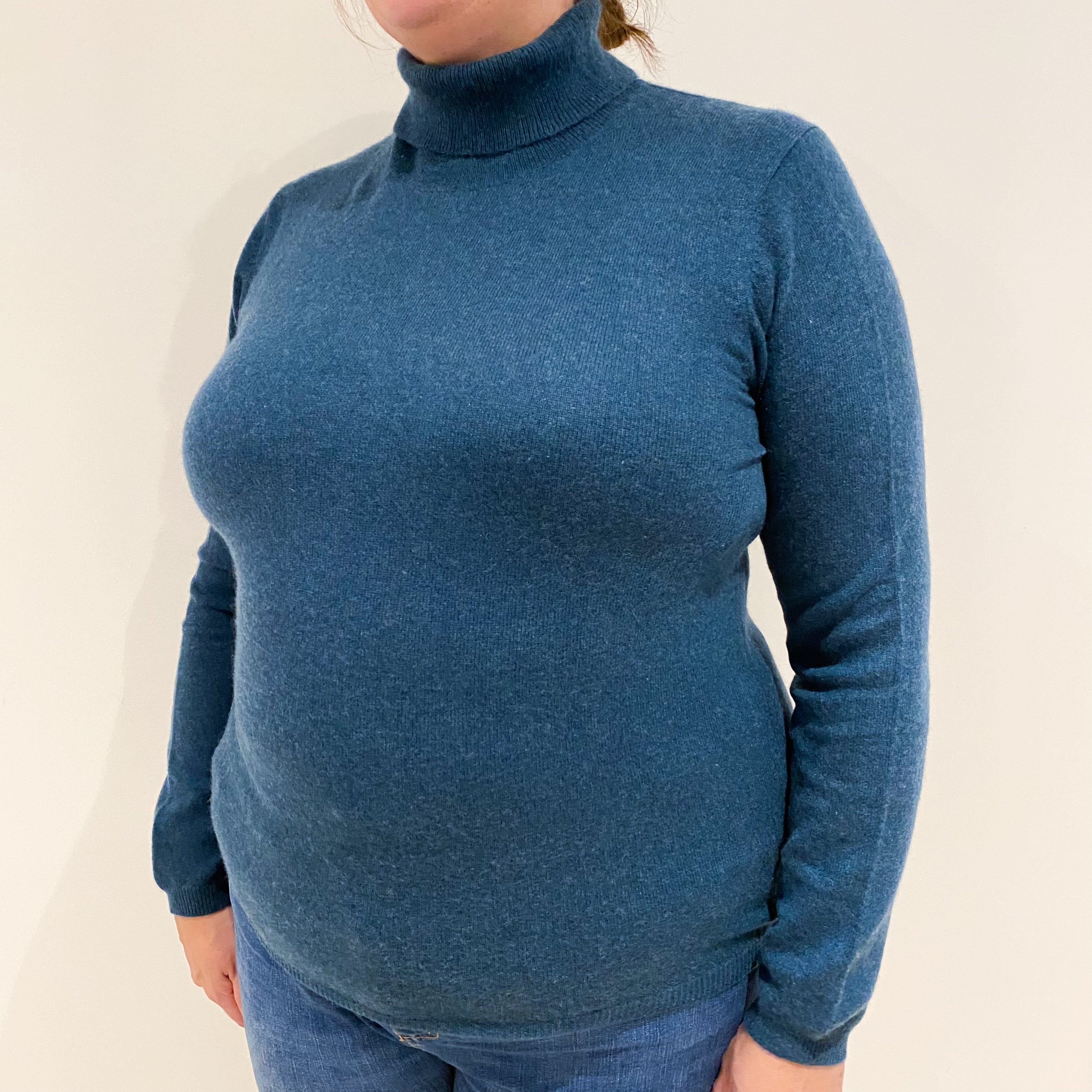 Forest Green Cashmere Polo Neck Jumper Extra Large