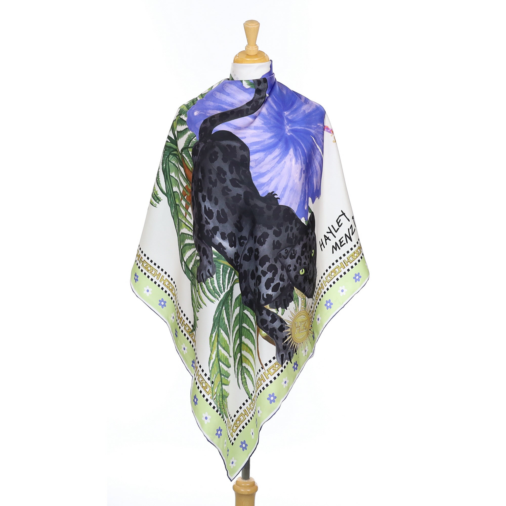 Brand New Hayley Menzies Black Leopard Silk Scarf