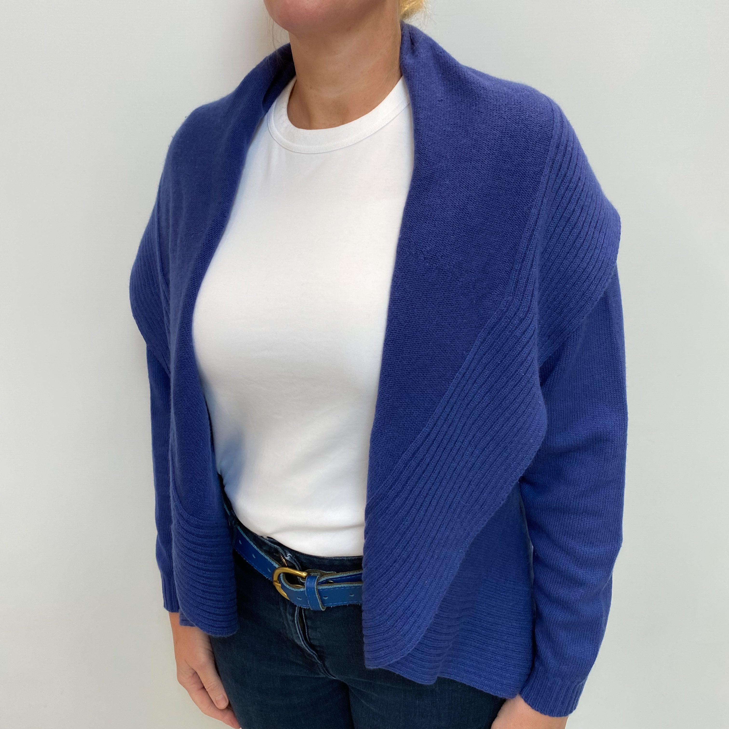 Indigo Blue Cashmere Shrug Style Cardigan Large