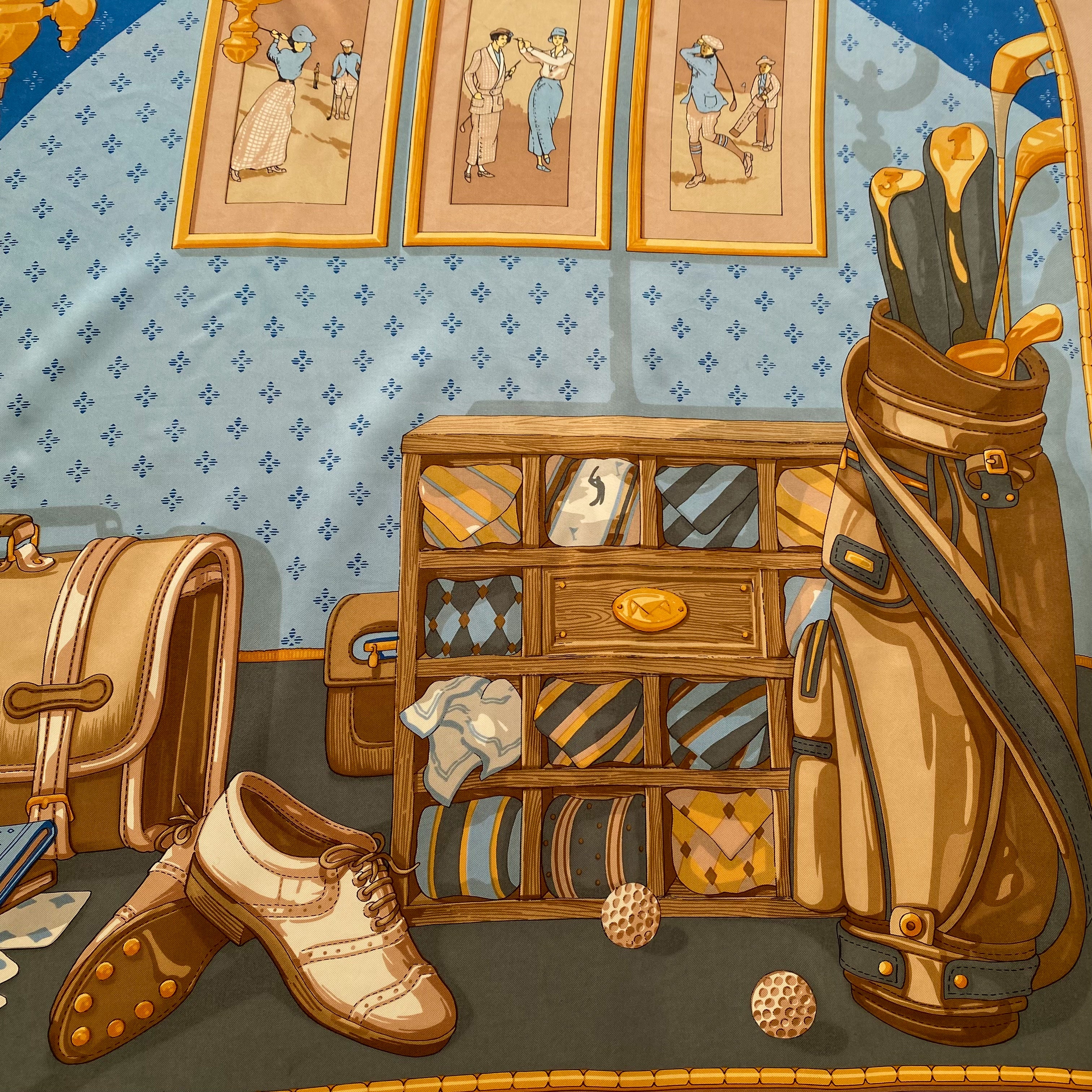 Daniel La Foret Golf Design Vintage Silk Scarf