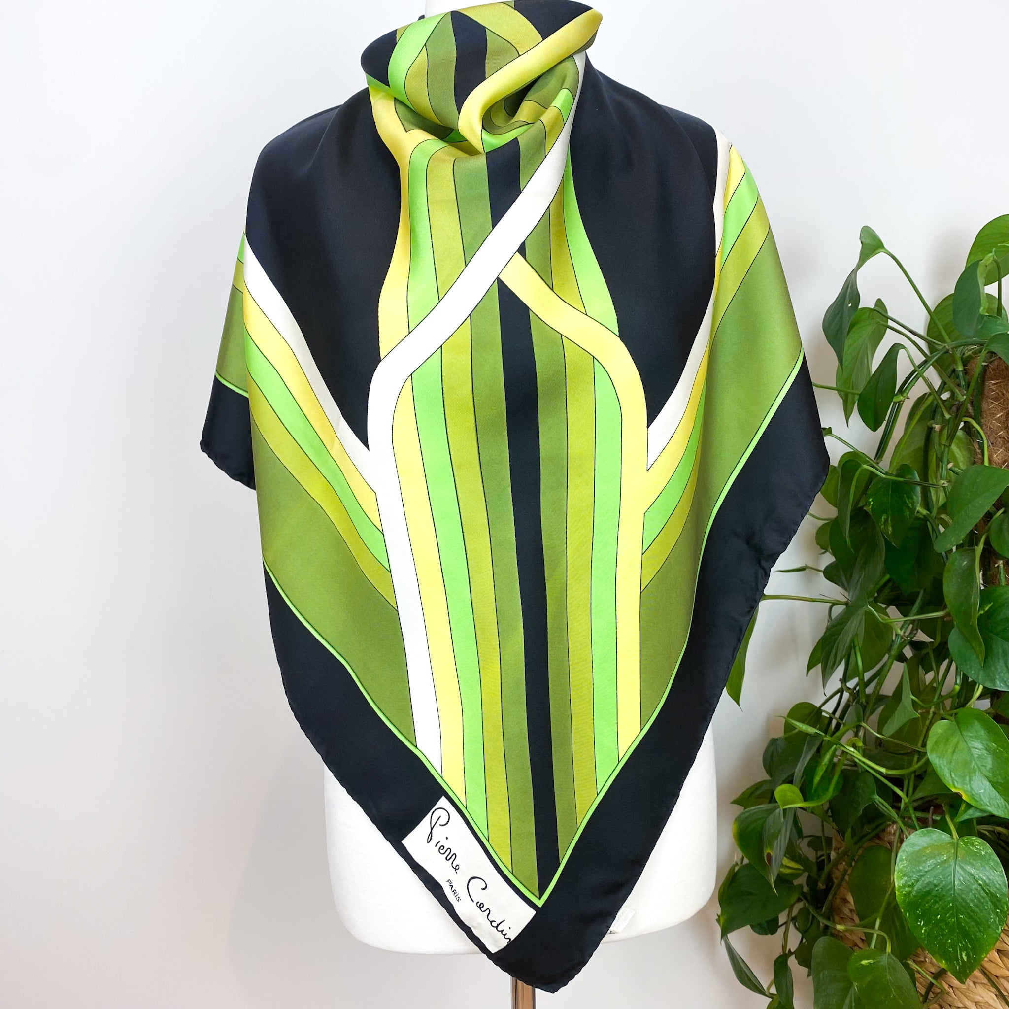 1970s Geometric Pierre Cardin Vintage Silk Scarf