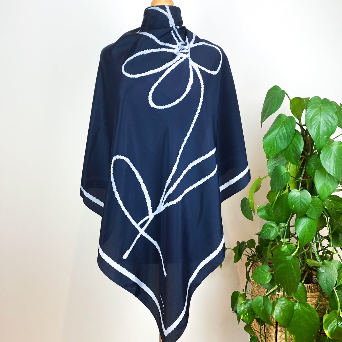 Precis Petite Navy Blue Vintage Silk Scarf
