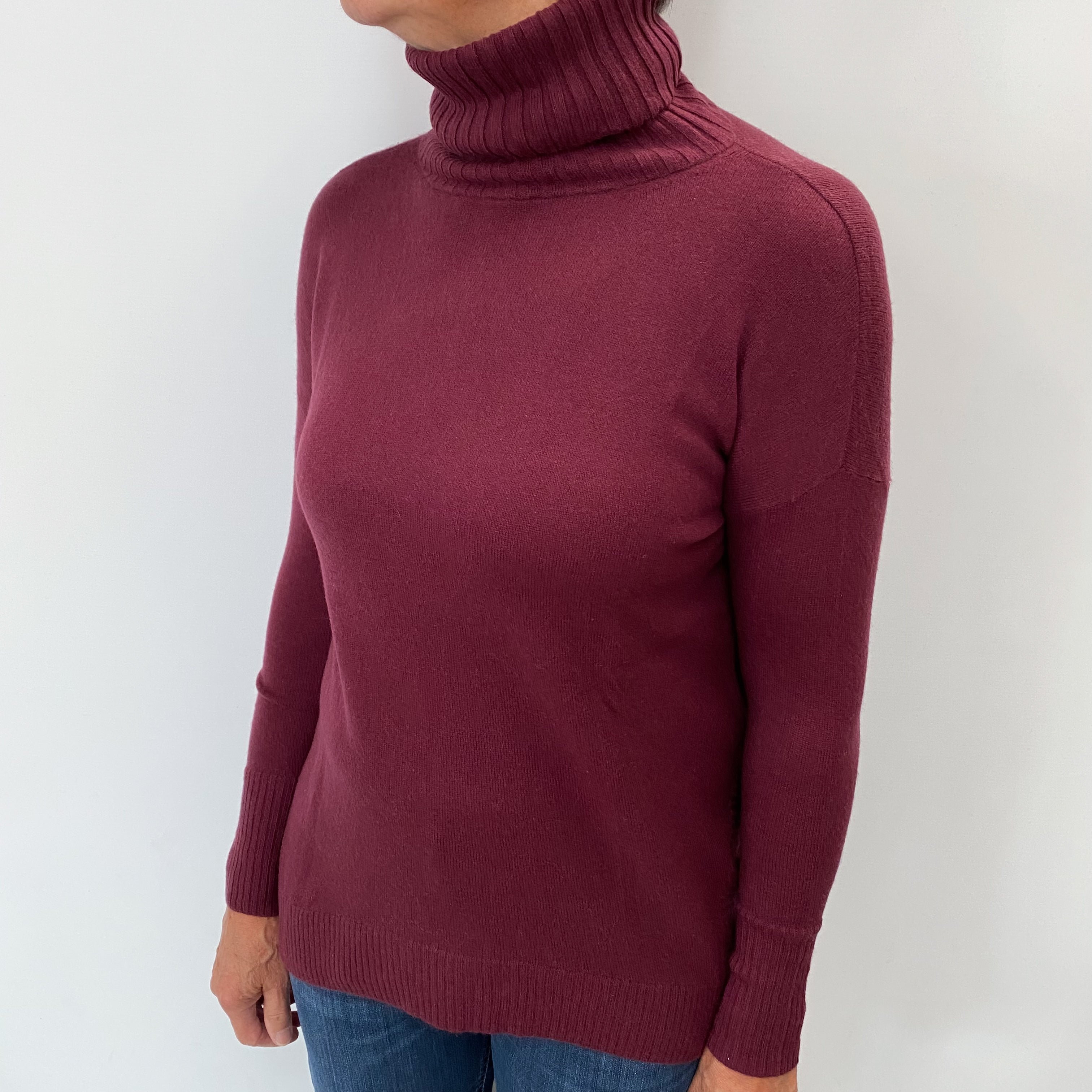 Mulberry Purple Cashmere Polo Neck Jumper Medium