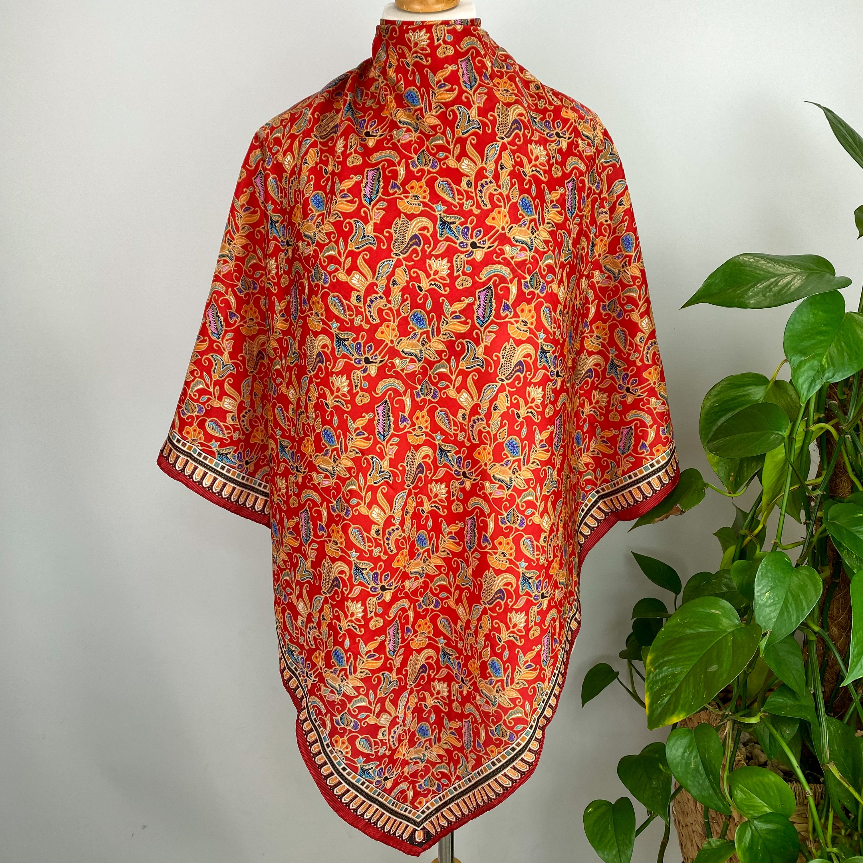 Red Paisley Design Silk Scarf