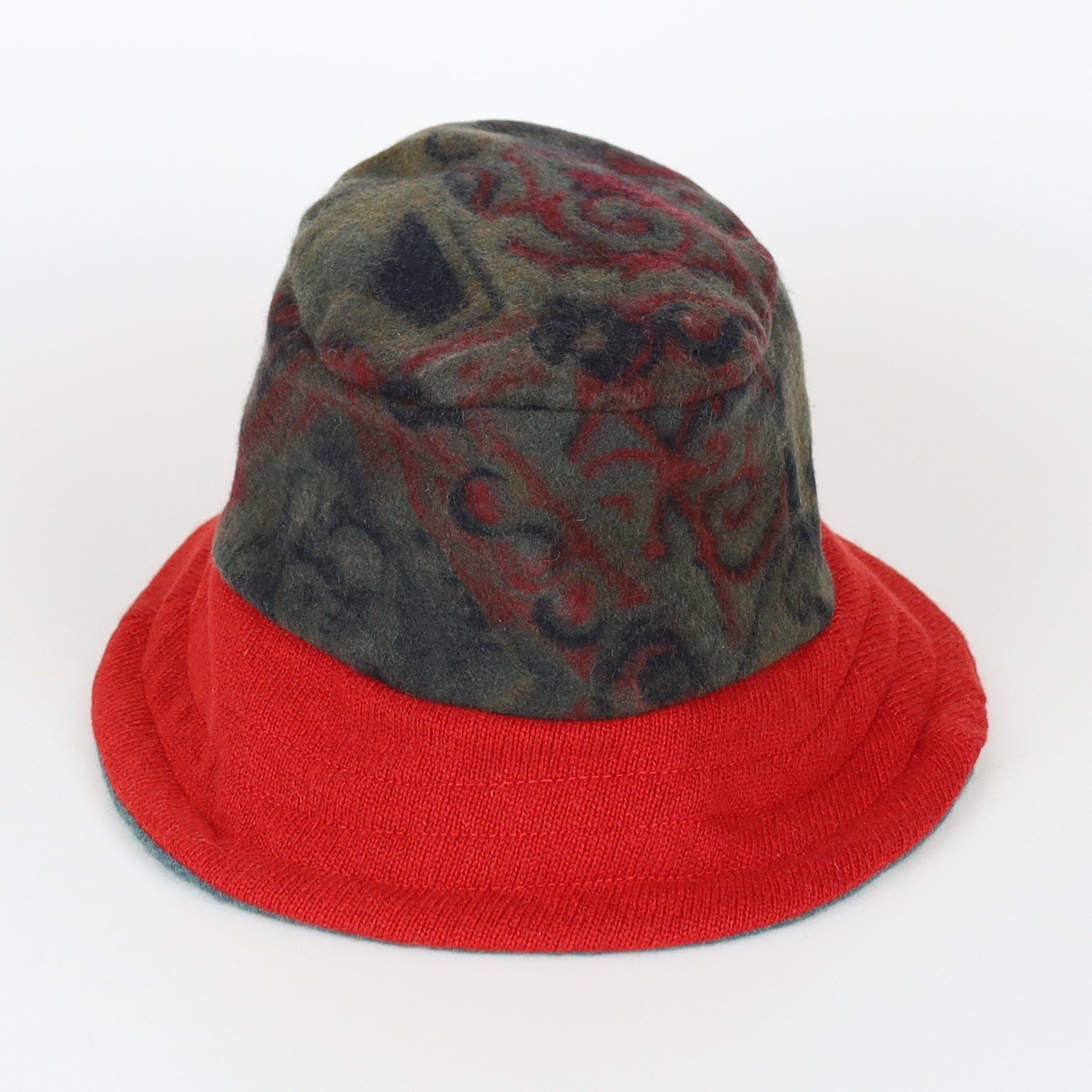 Moss Green Reversible Cashmere Bucket Hat Medium