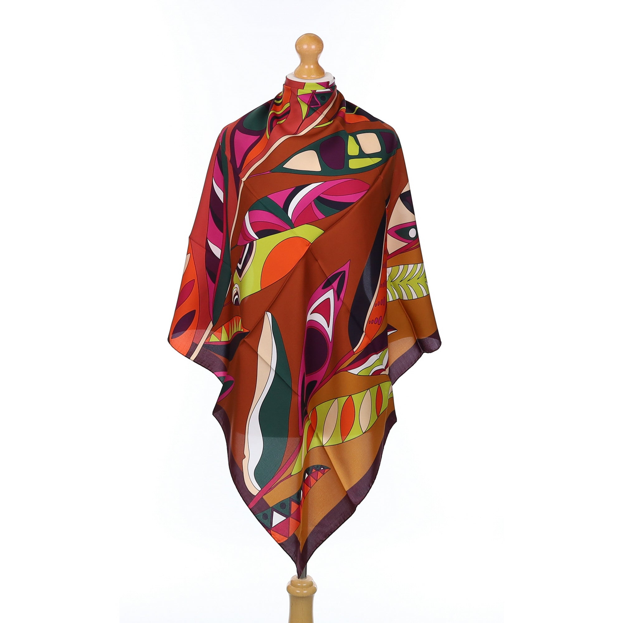 Brand New Italian Abstract Botanical Silk Scarf