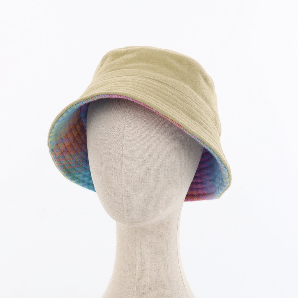 Unisex Purple and Pink Check Reversible Cashmere Bucket Hat Men’s - M Women’s - L