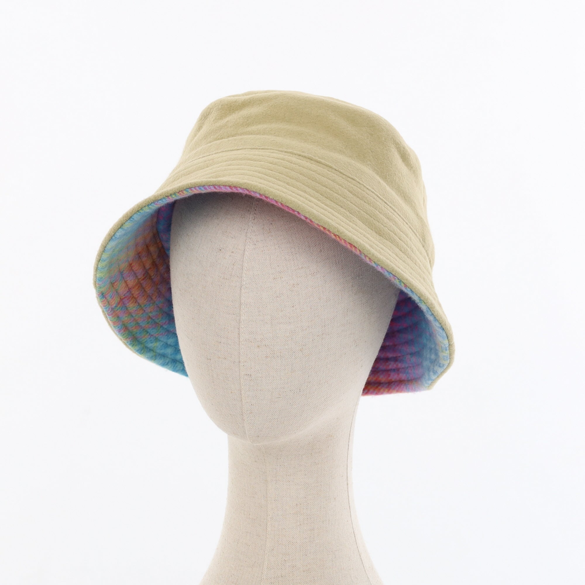 Unisex Purple and Pink Check Reversible Cashmere Bucket Hat Men’s - M Women’s - L