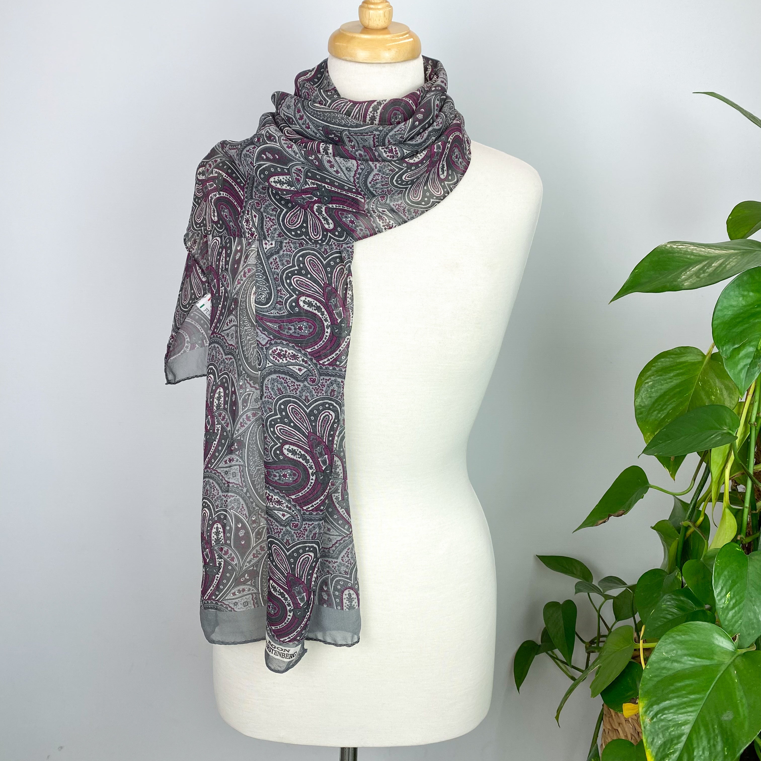 Long Paisley Egon Furstenberg Silk Scarf