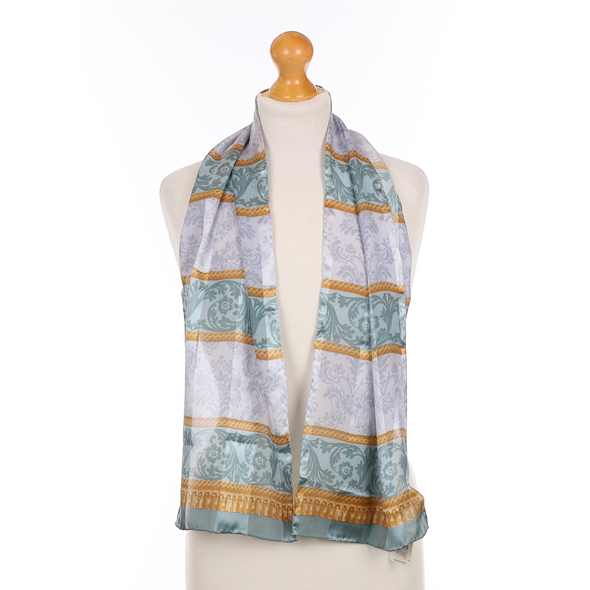 Liz Claiborne Dusky Green Patterned Silk Scarf