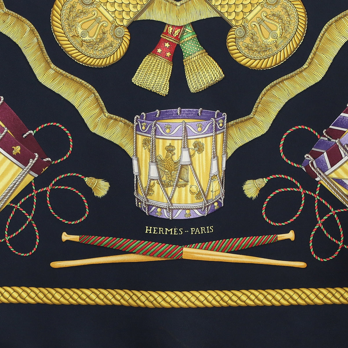 Hermès Les Tambours Silk Scarf