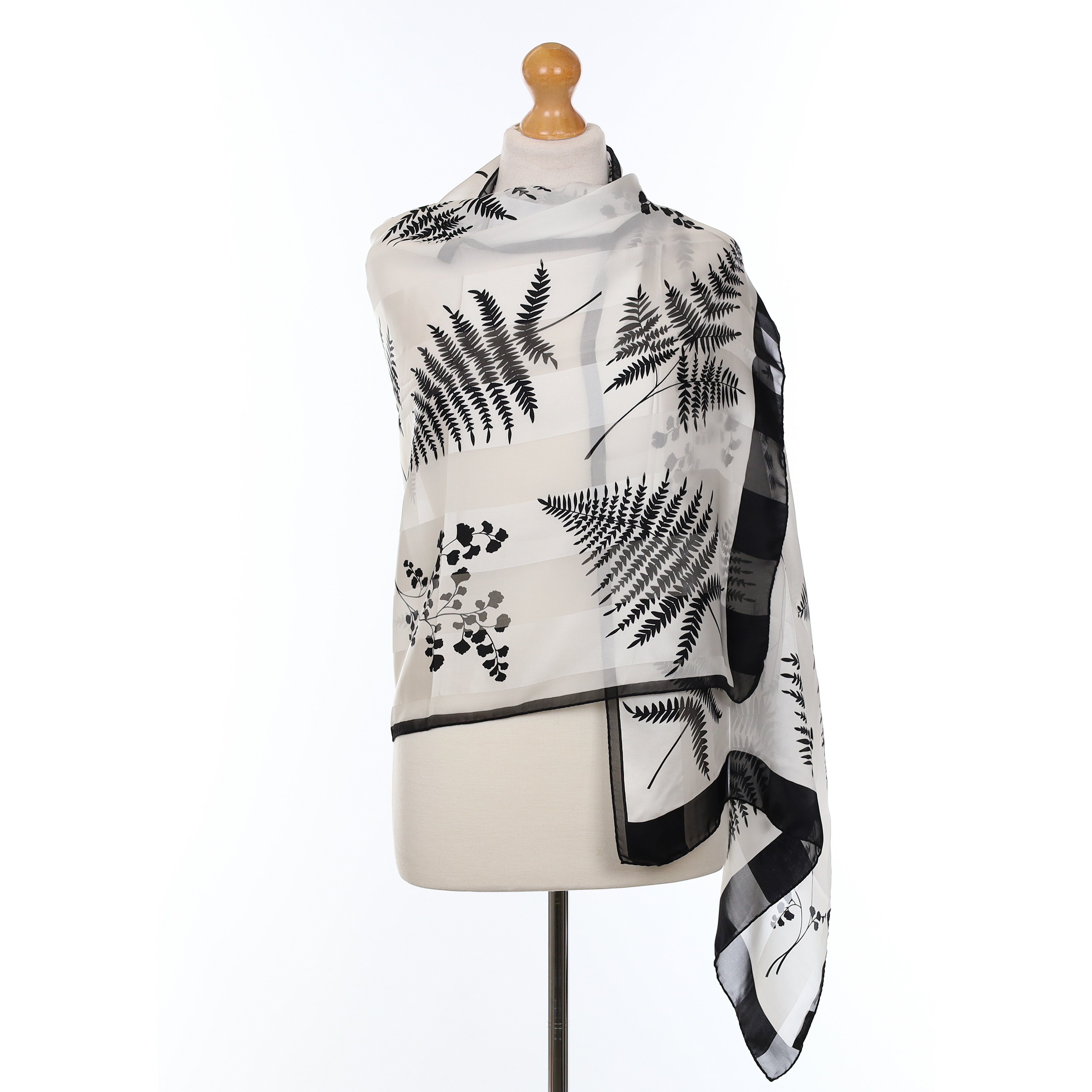 Brand New Jaeger Monochrome Foliage Silk Scarf