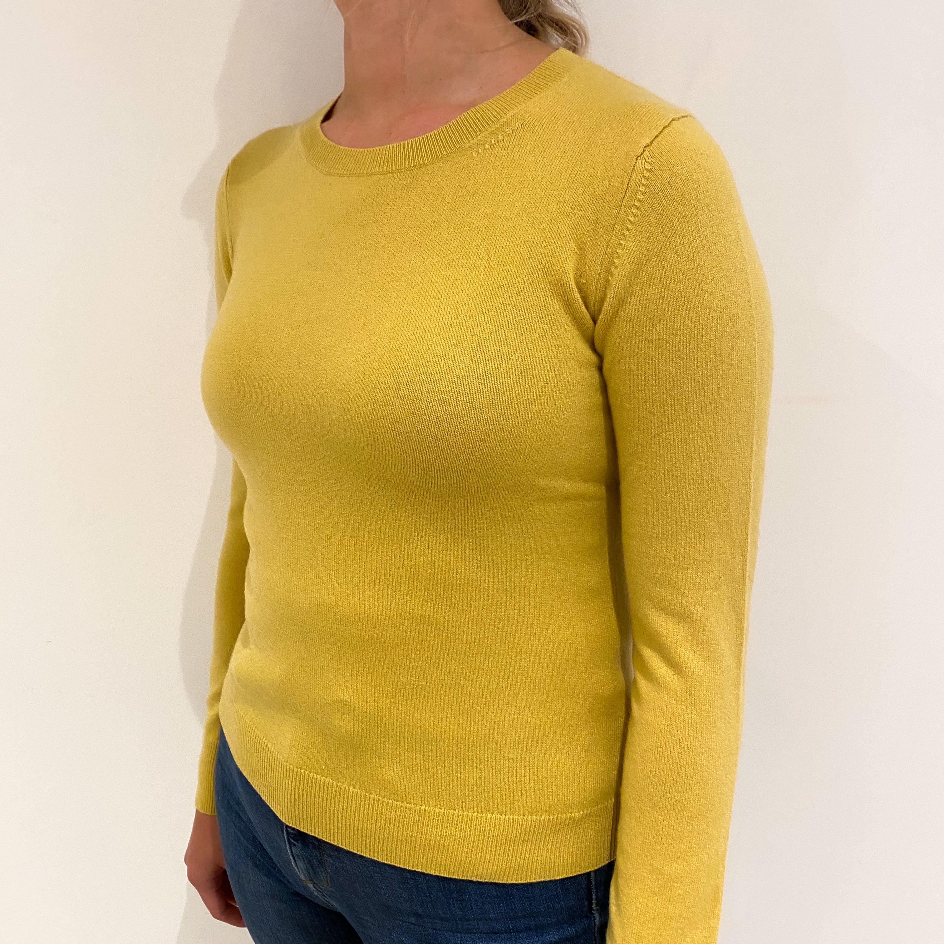 Mustard Yellow Cashmere Crew Neck Jumper Small