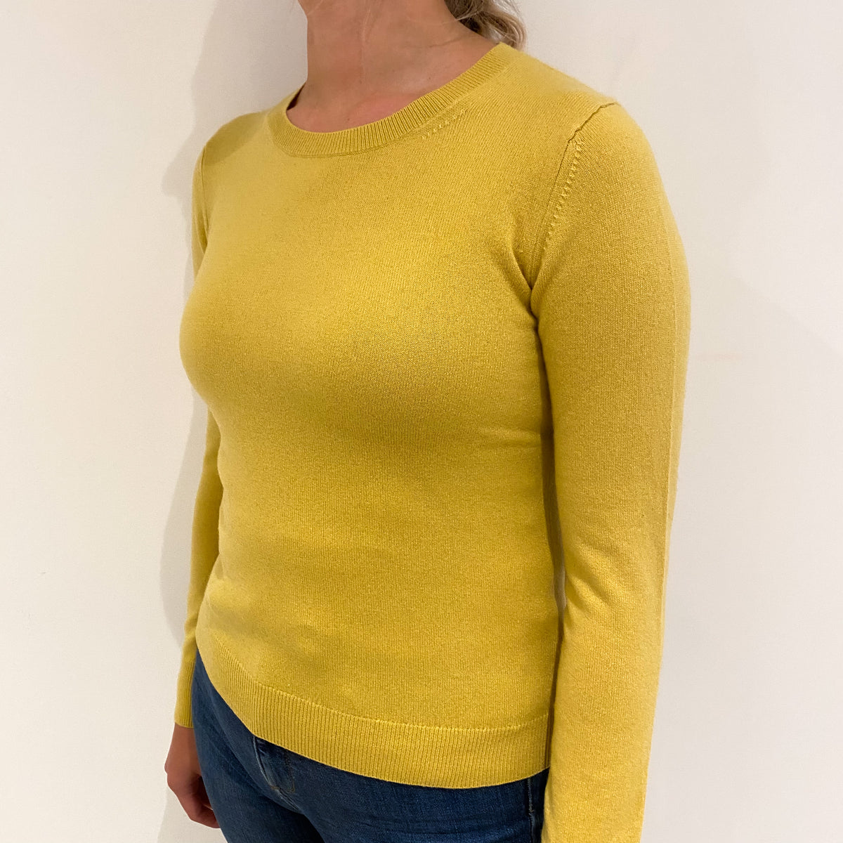 Mustard Yellow Cashmere Crew Neck Jumper Small
