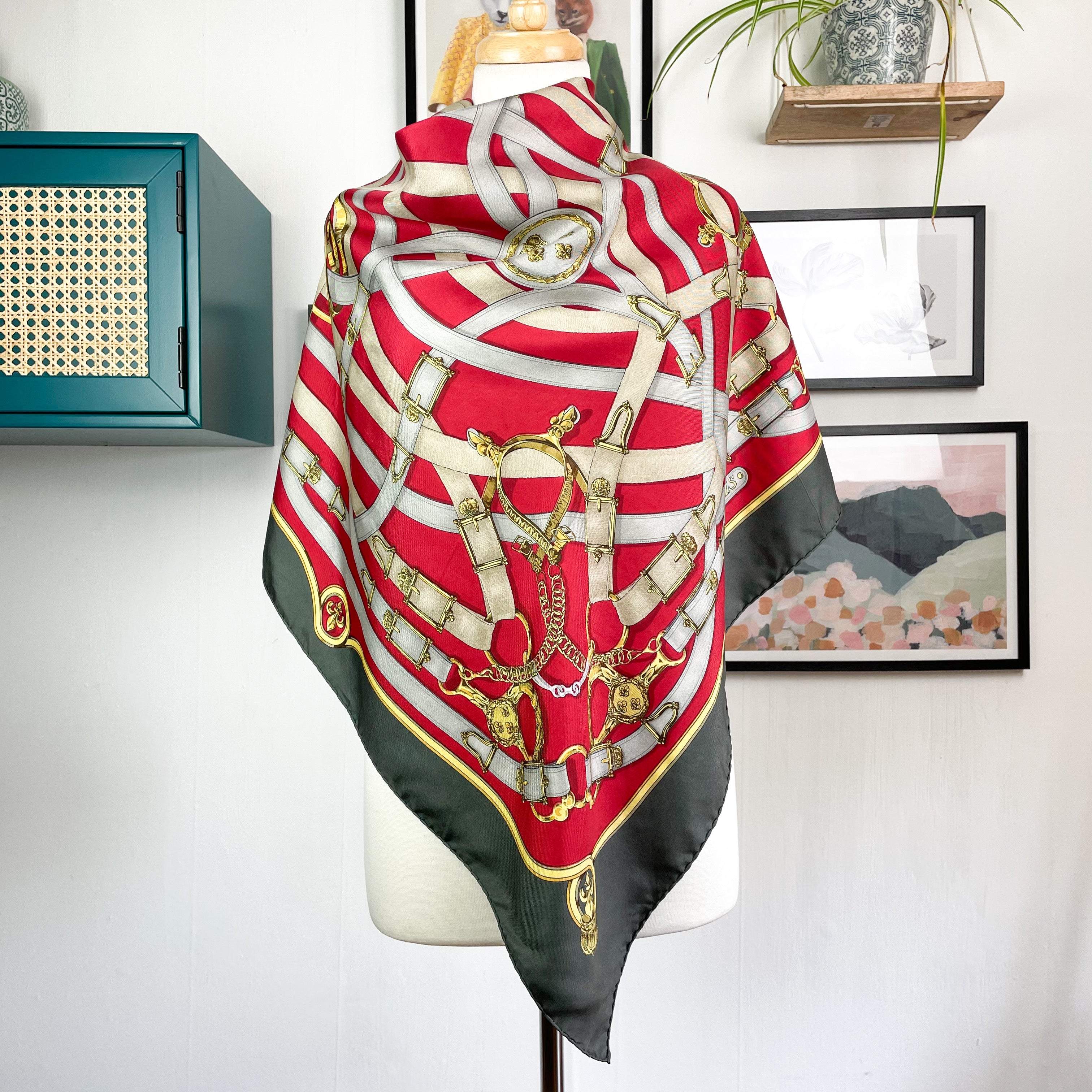 Boxed Hermes Cavalcadour Vintage Silk Scarf