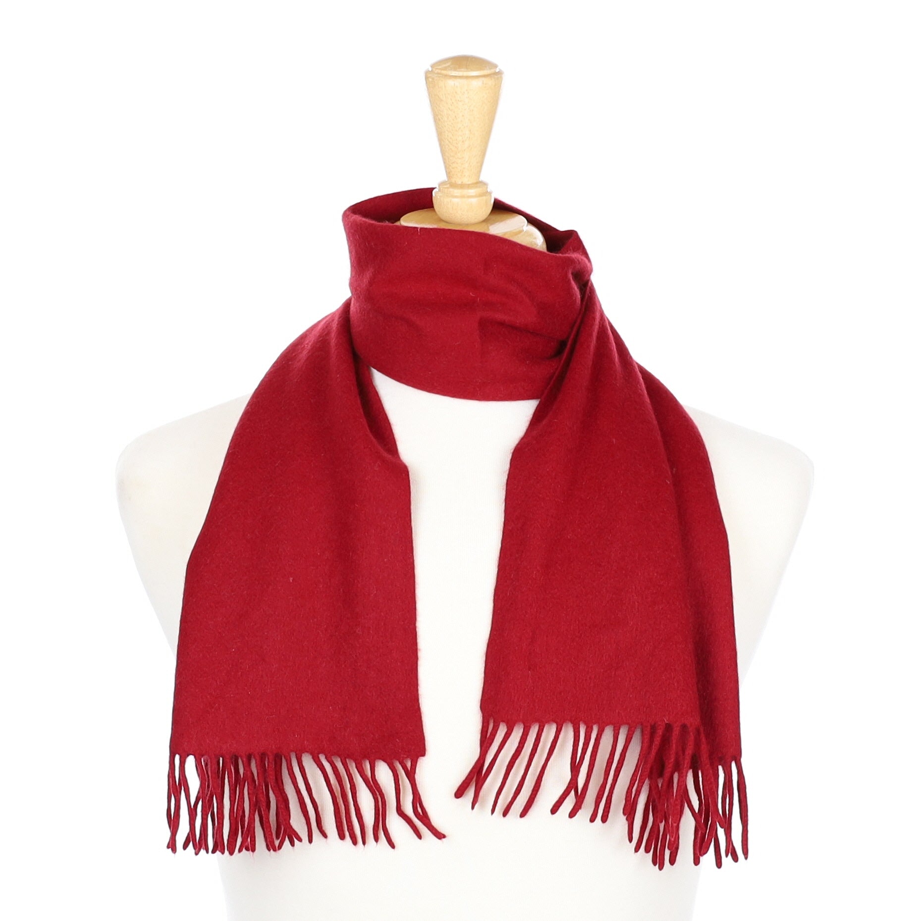 Burgundy Cashmere Fringed Woven Scarf