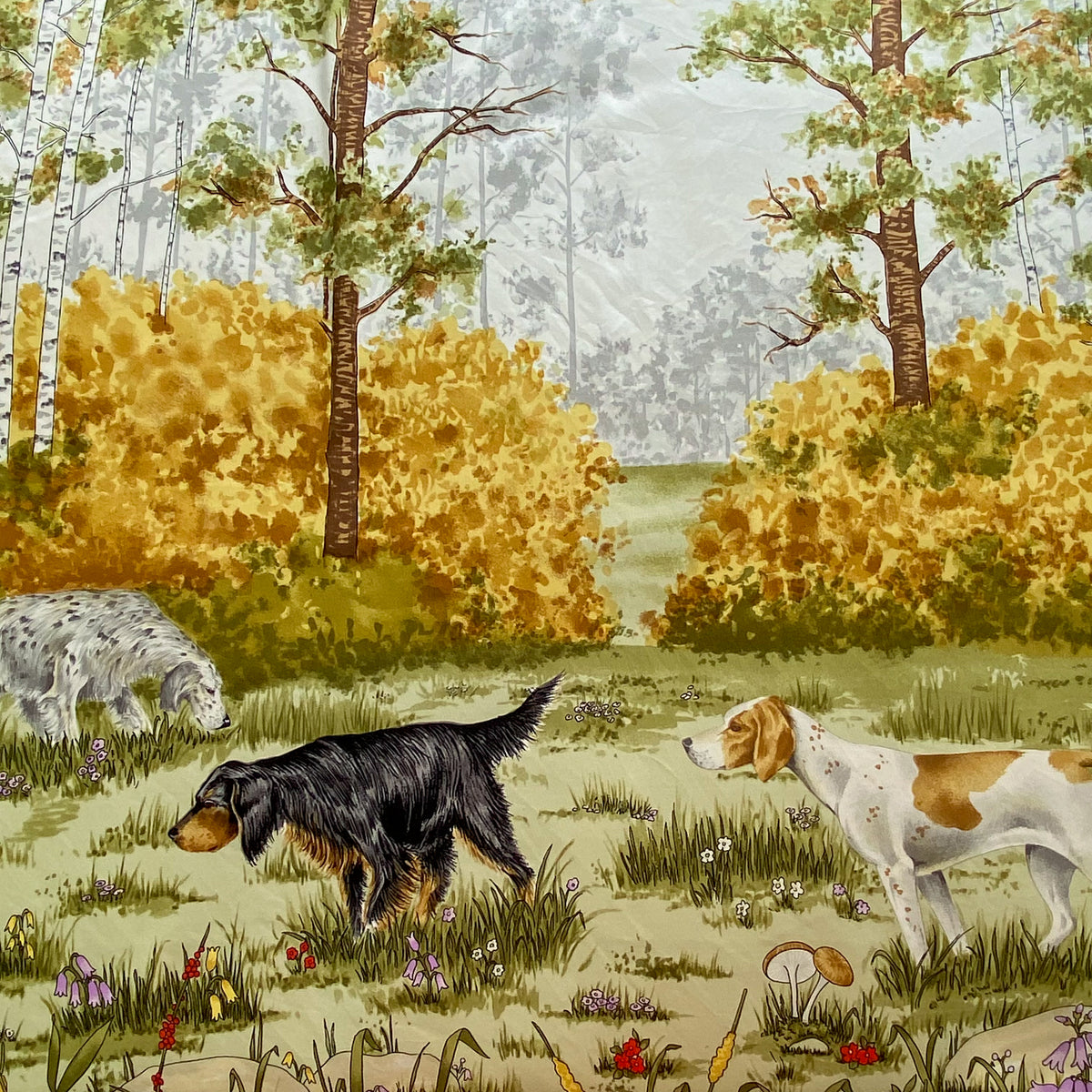 Bayron Dogs in Woodland Vintage Silk Scarf
