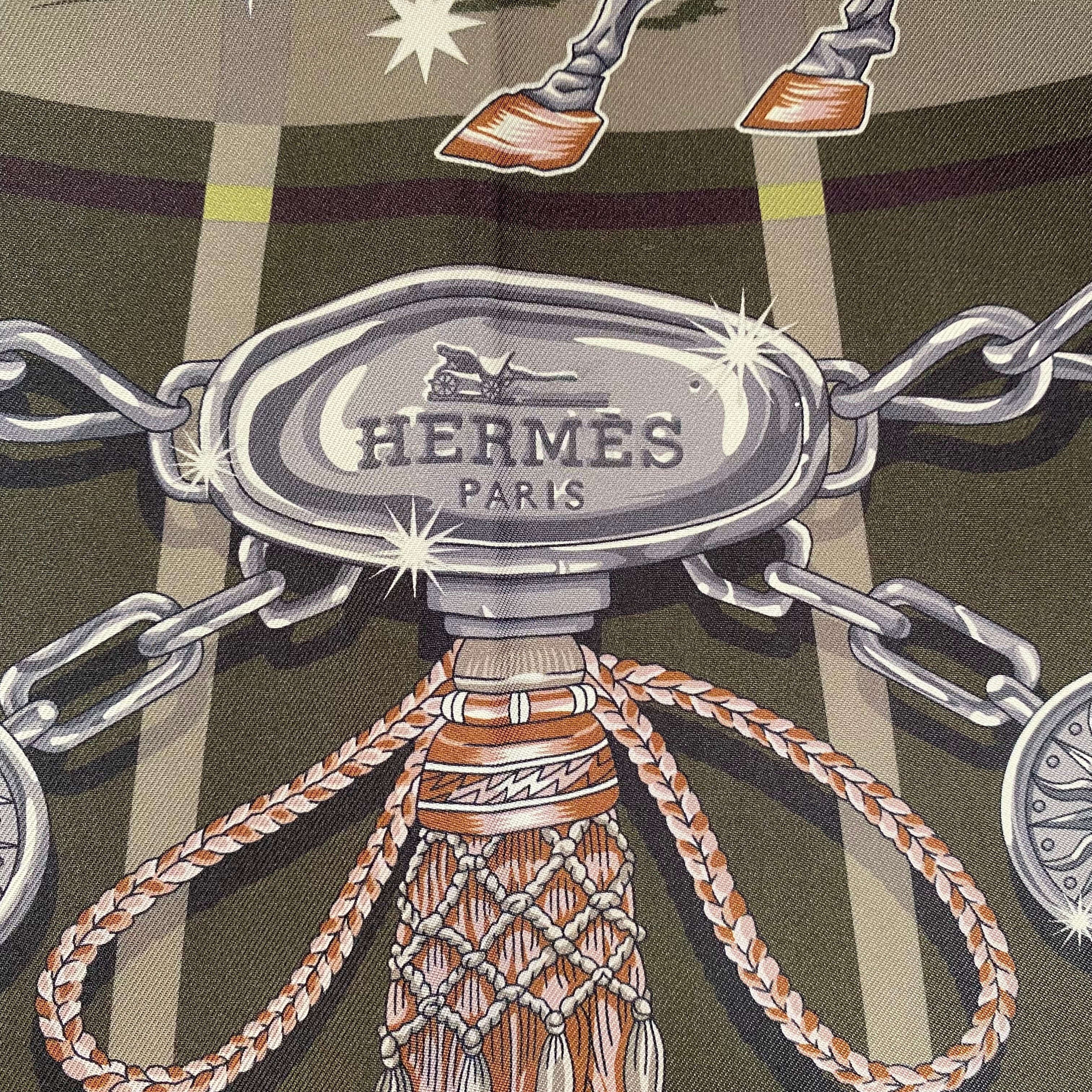 Hermès Cest La Fête Double Sided Silk Scarf Grail