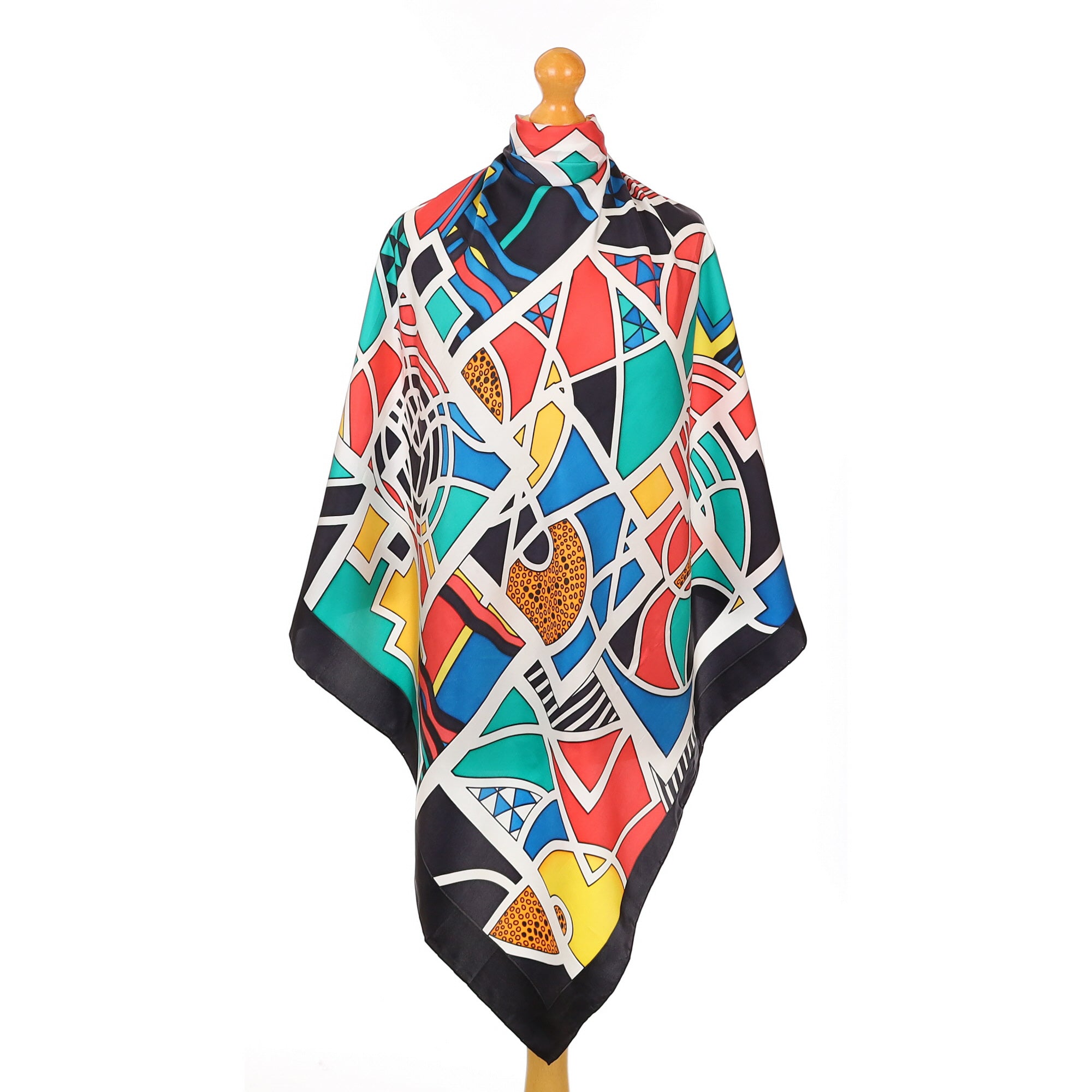 Geometric Colour Block Silk Scarf