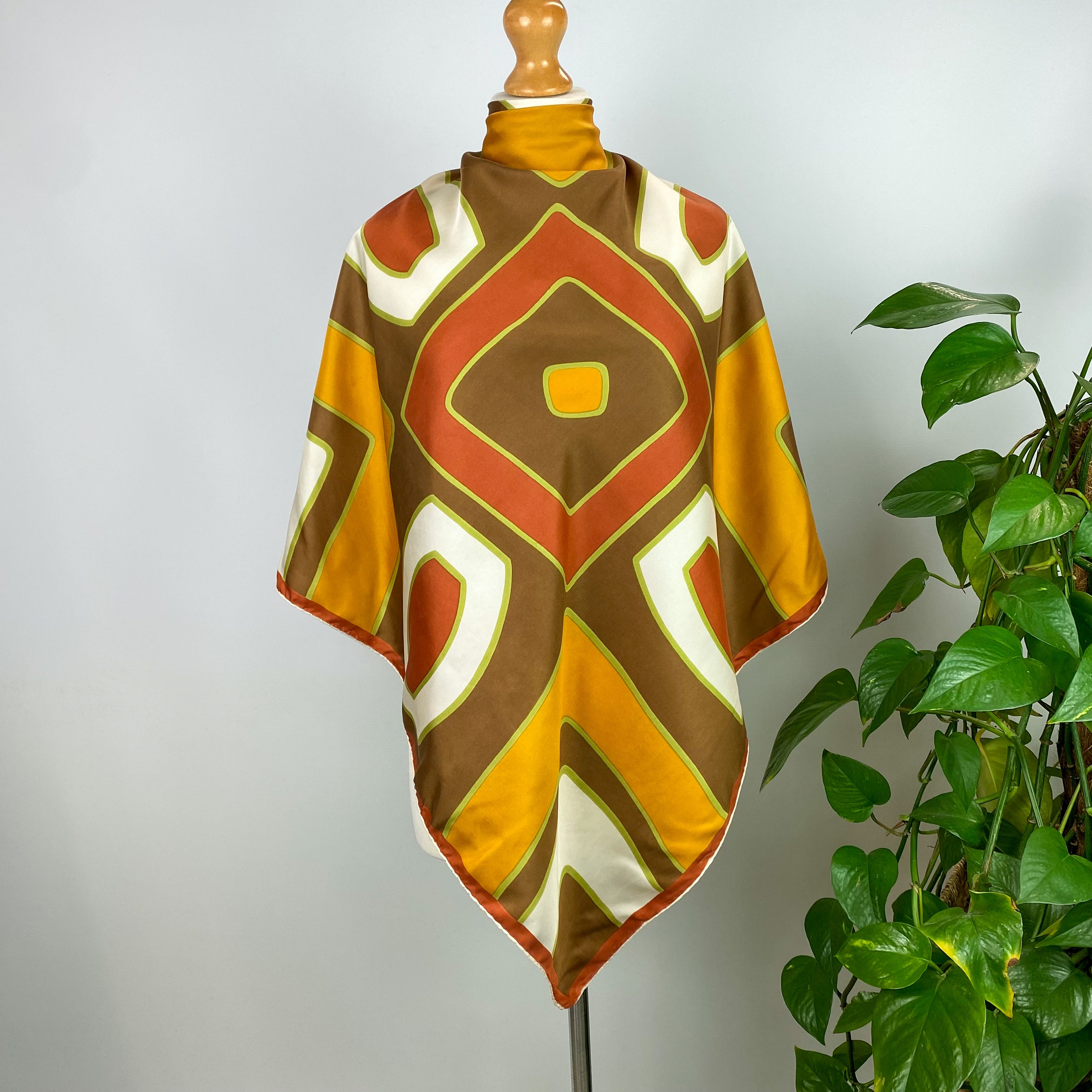 1970s Abstract Design Vintage Silk Scarf