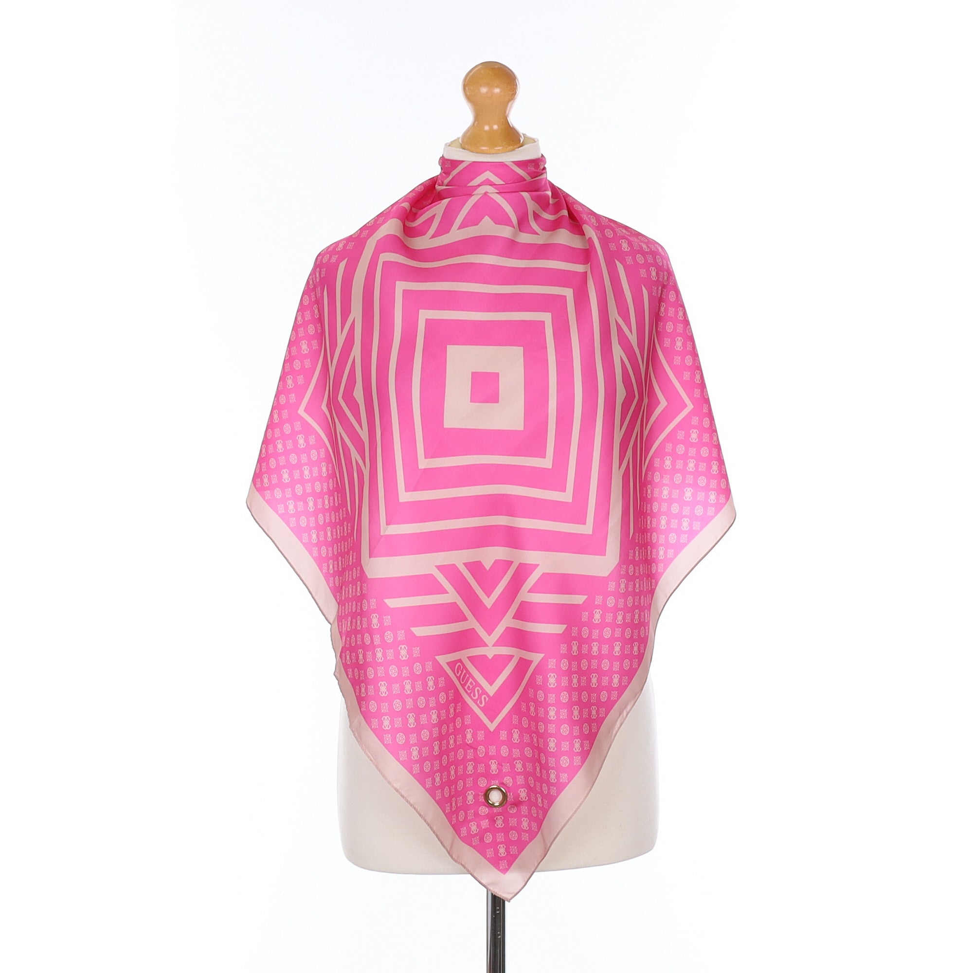 Guess Hot Pink Patterned Silk Scarf