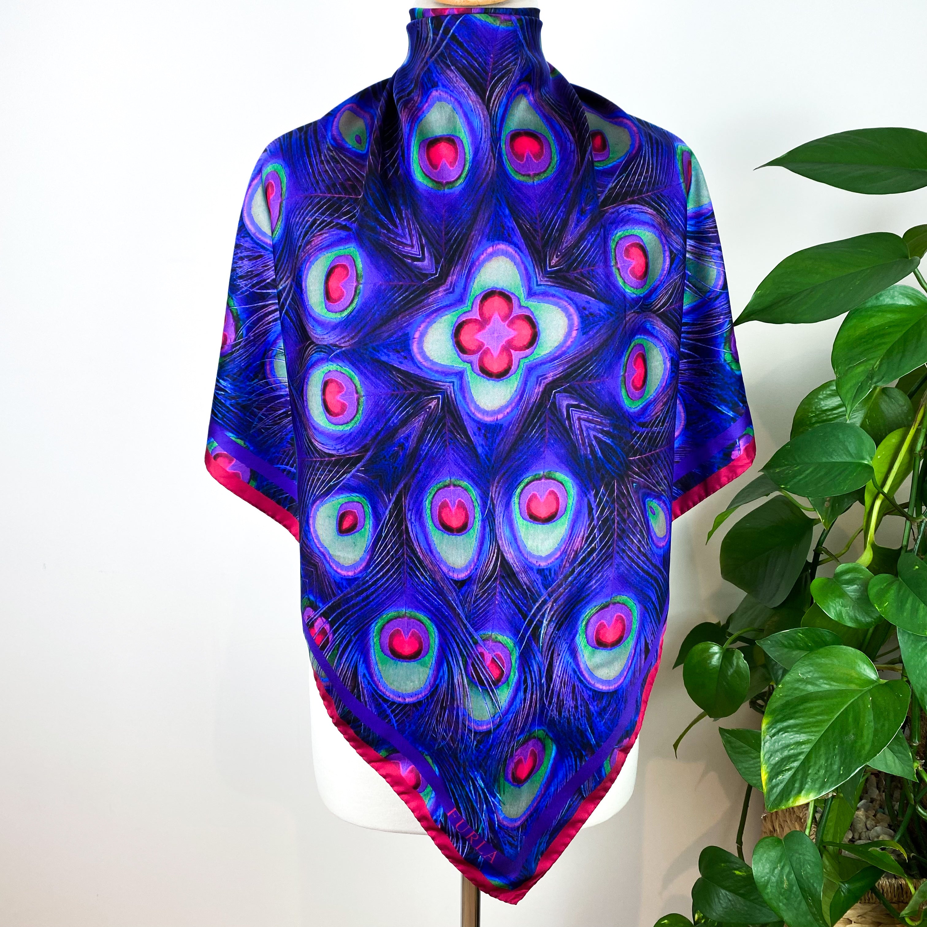Furla Peacock Feather Silk Scarf