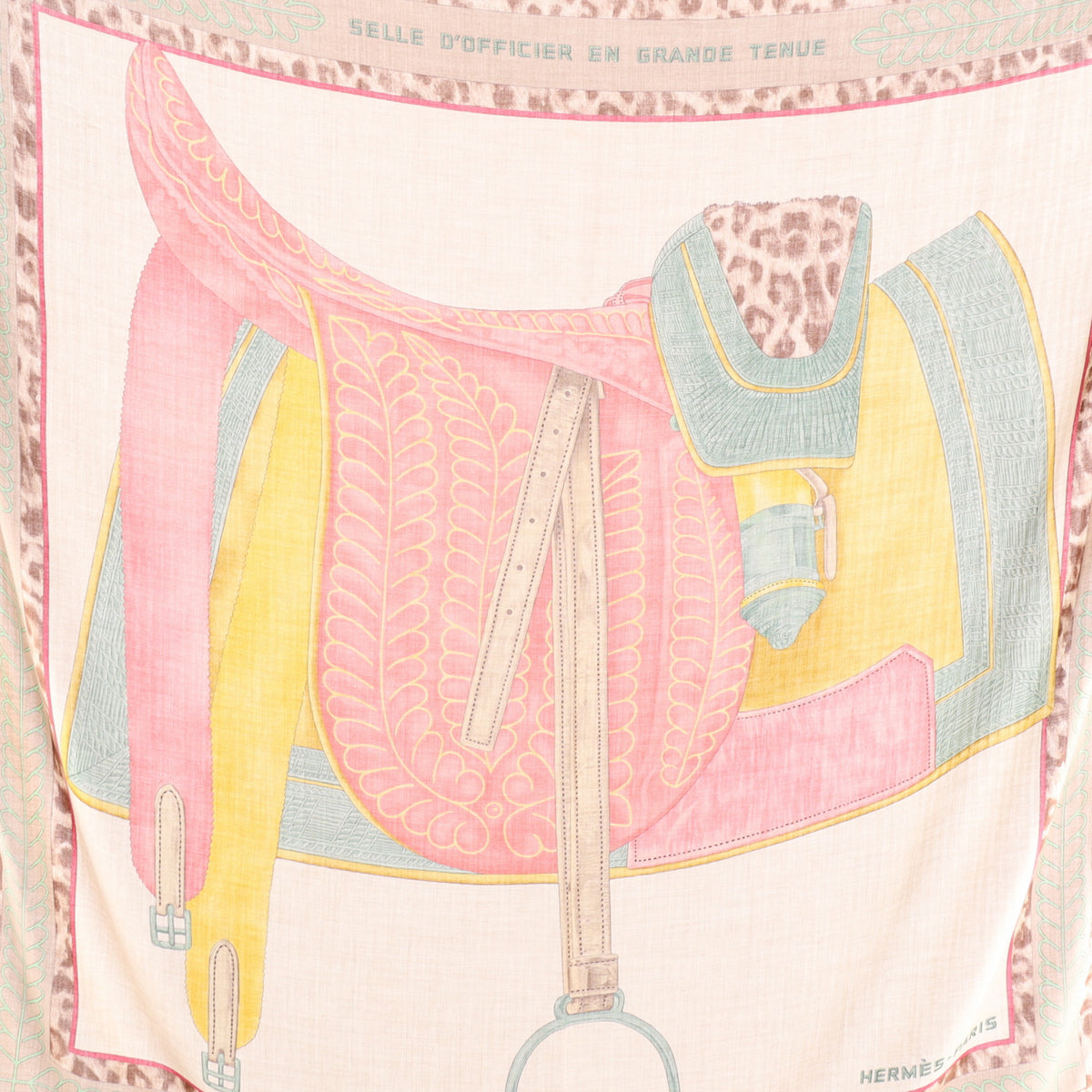 Hermès Selle D’Officier En Grande Tenue Silk and Cashmere Shawl