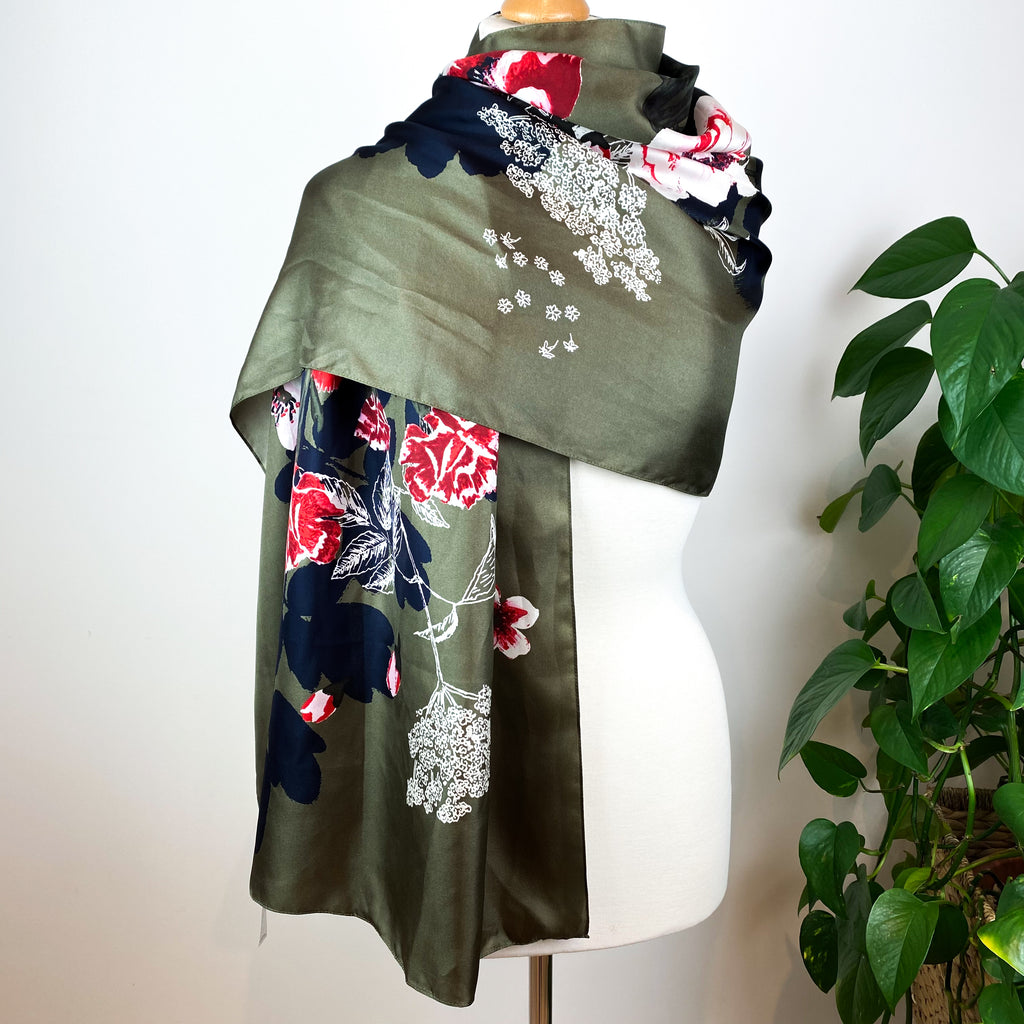 Joules Large Floral Wrap Style Silk Scarf