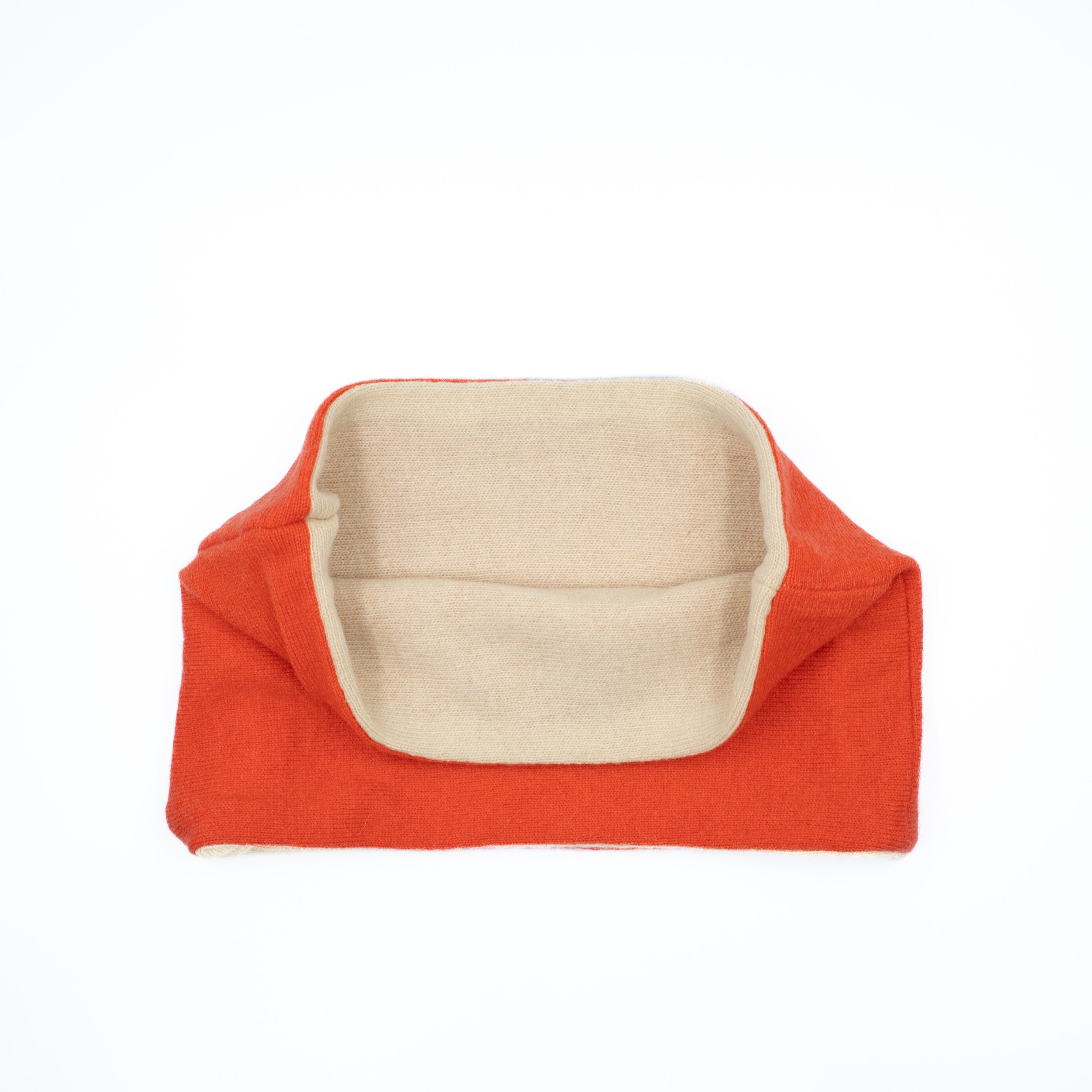 Coral and Pale Oatmeal Neck Warmer