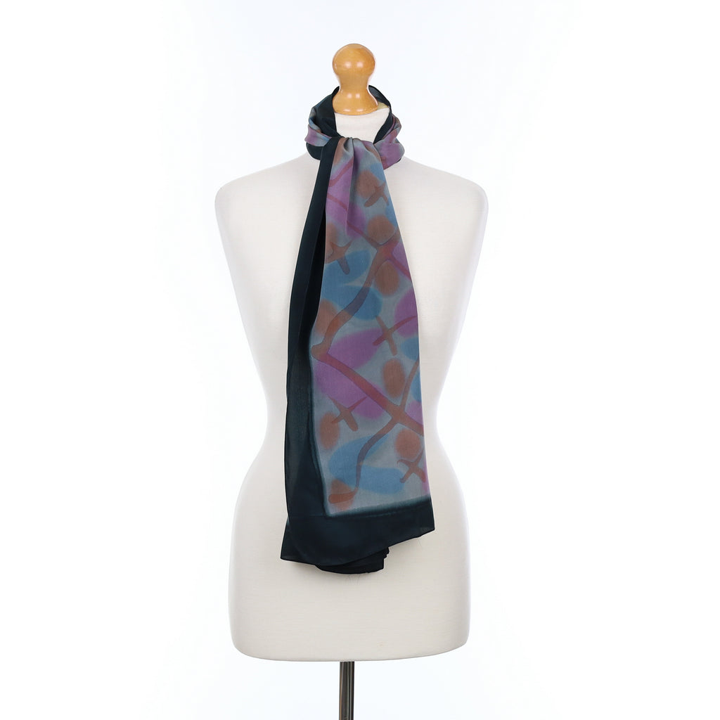 Long Abstract Patterned Silk Scarf