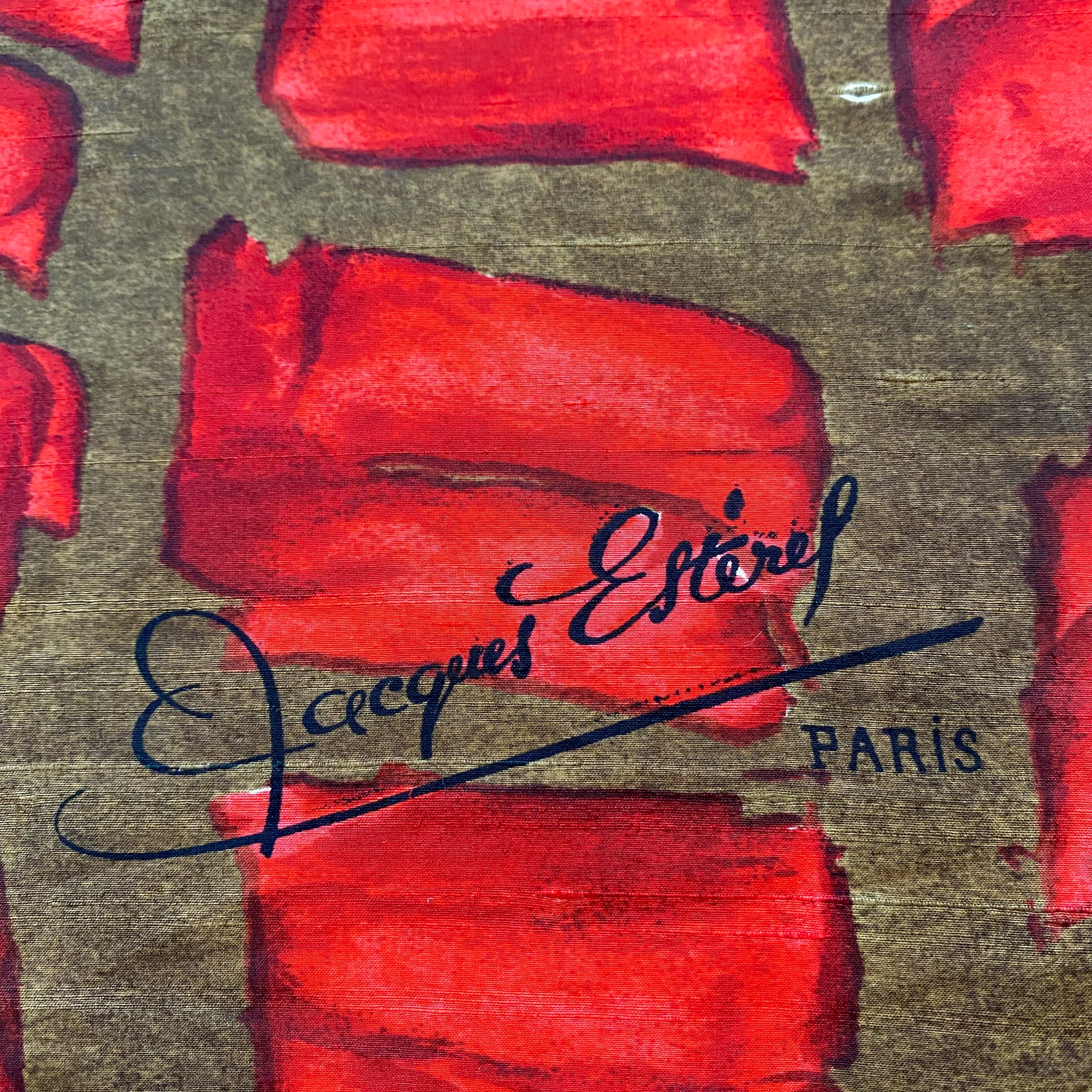 80’s Jacques Esterel French Red and Brown Silk Scarf