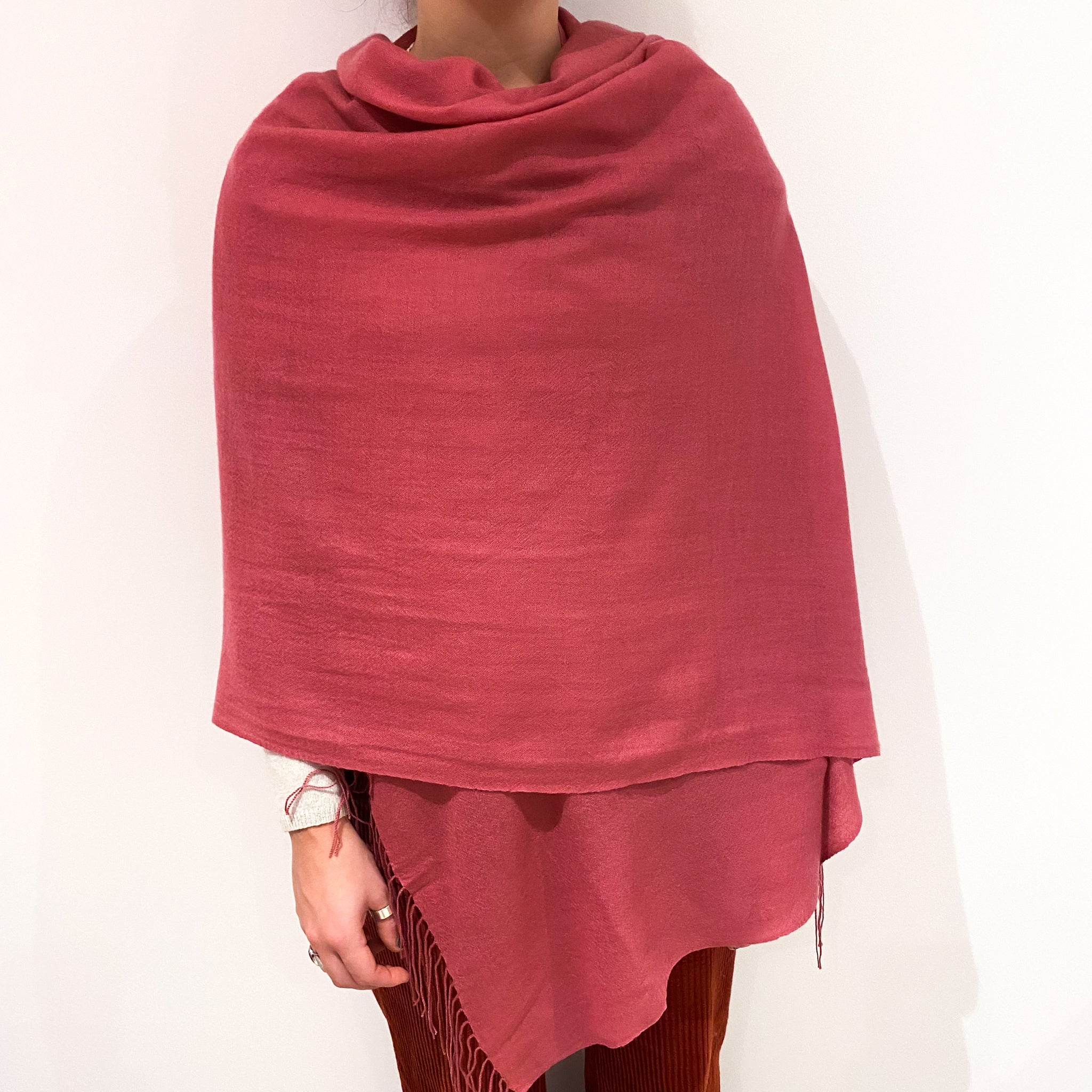 Brand New Raspberry Pink Cashmere Pashmina Scarf