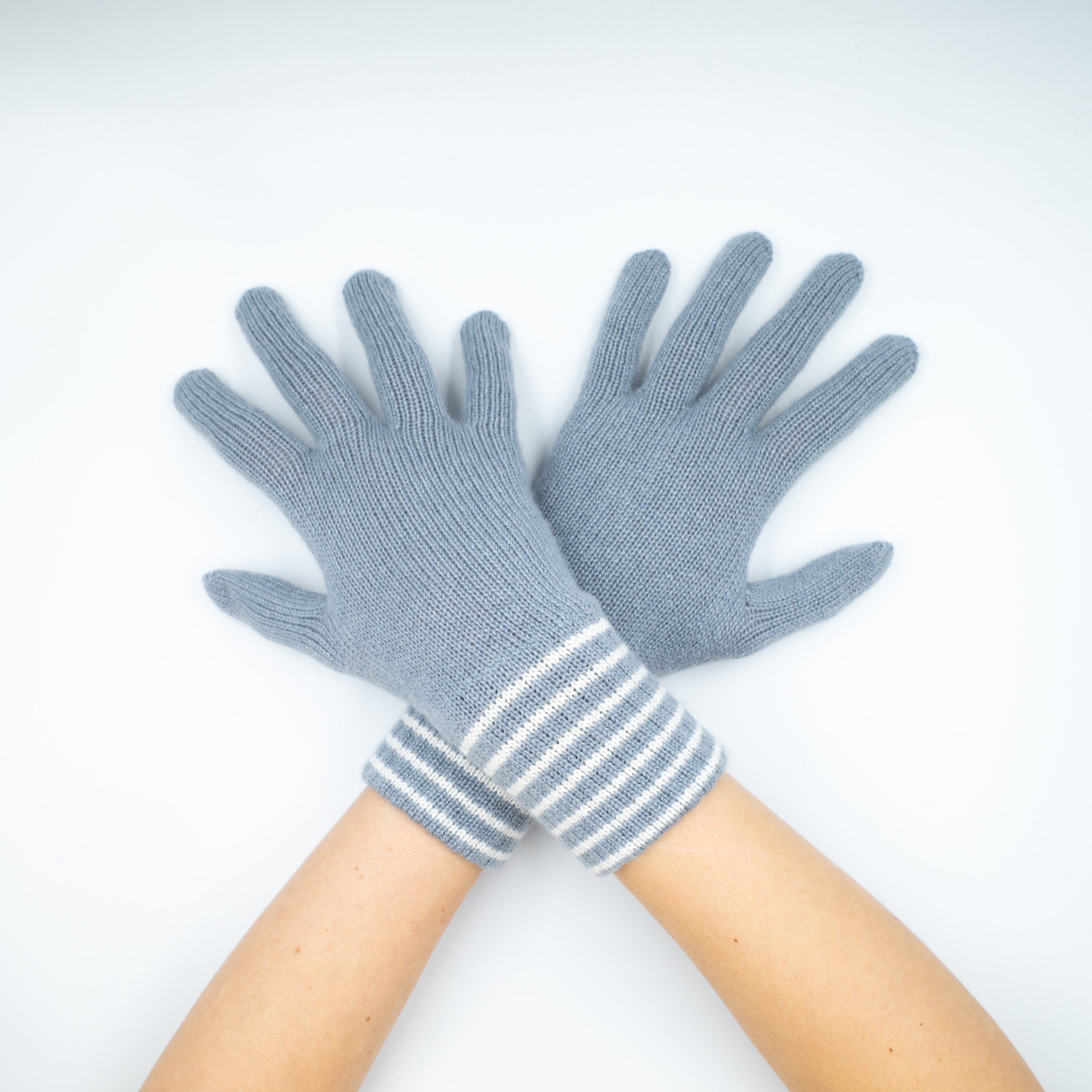 New Scottish Steel Grey Stripe Cashmere Gloves