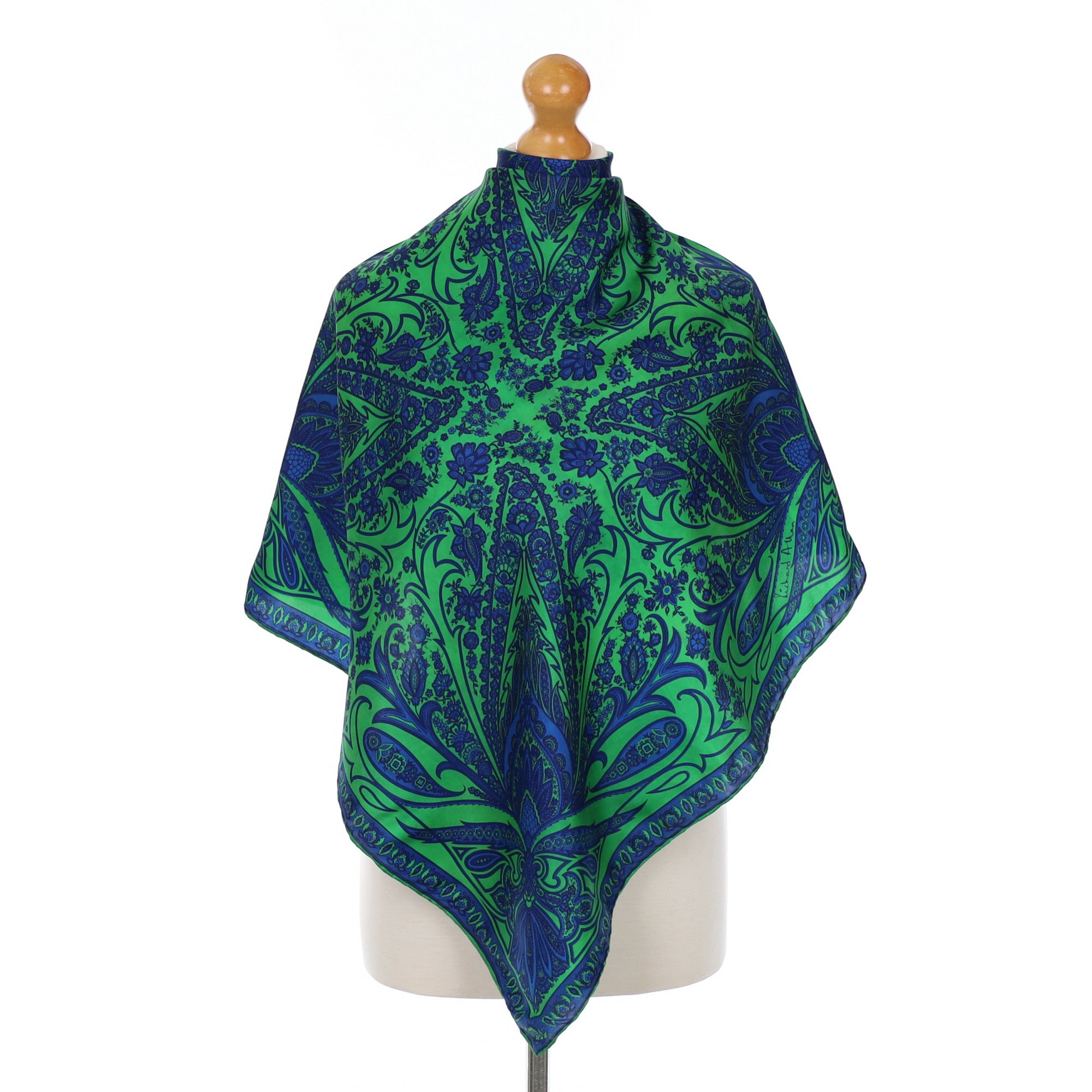 70’s Richard Allan Green and Blue Silk Scarf