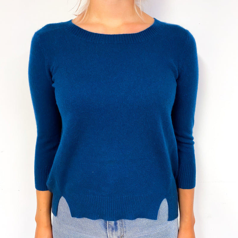 Ocean Blue Slouchy Cashmere Crew Neck Jumper Small