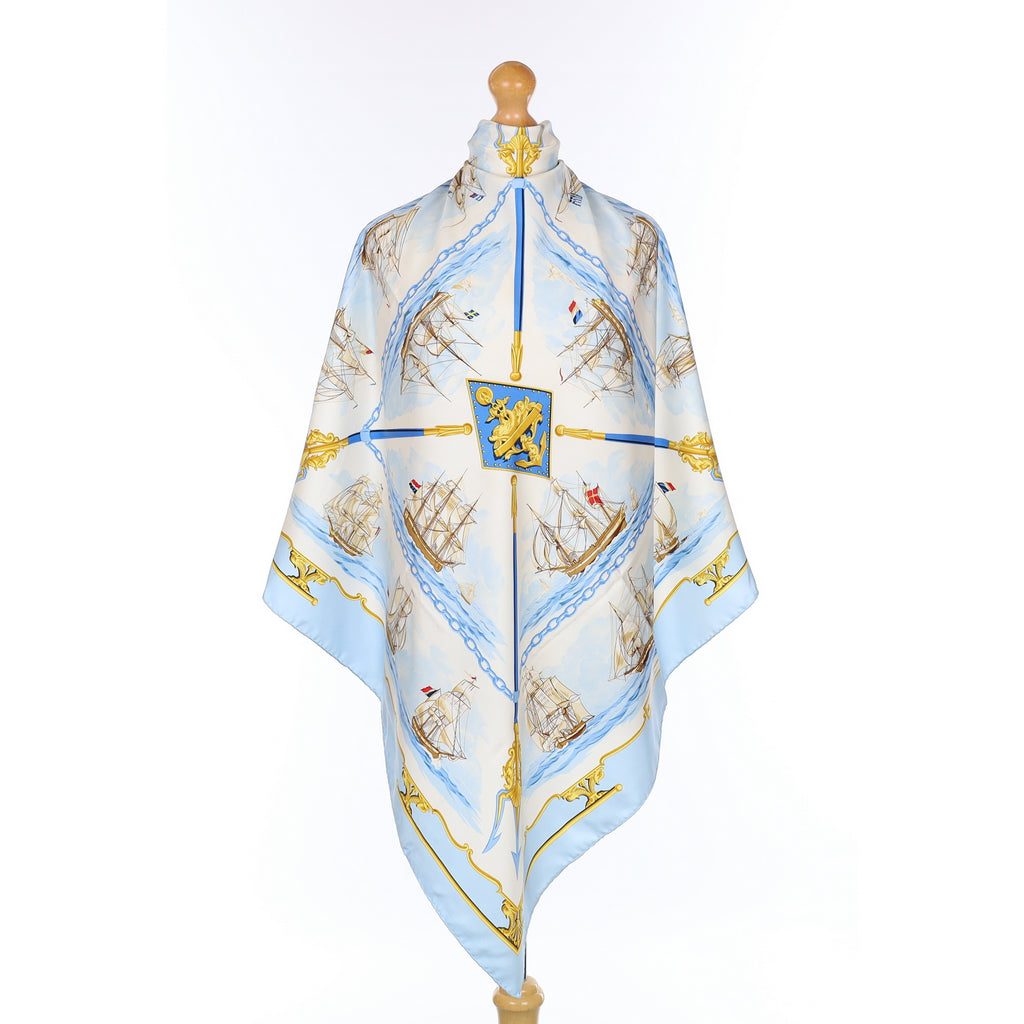 Hermès La Marine en Bois Silk Scarf