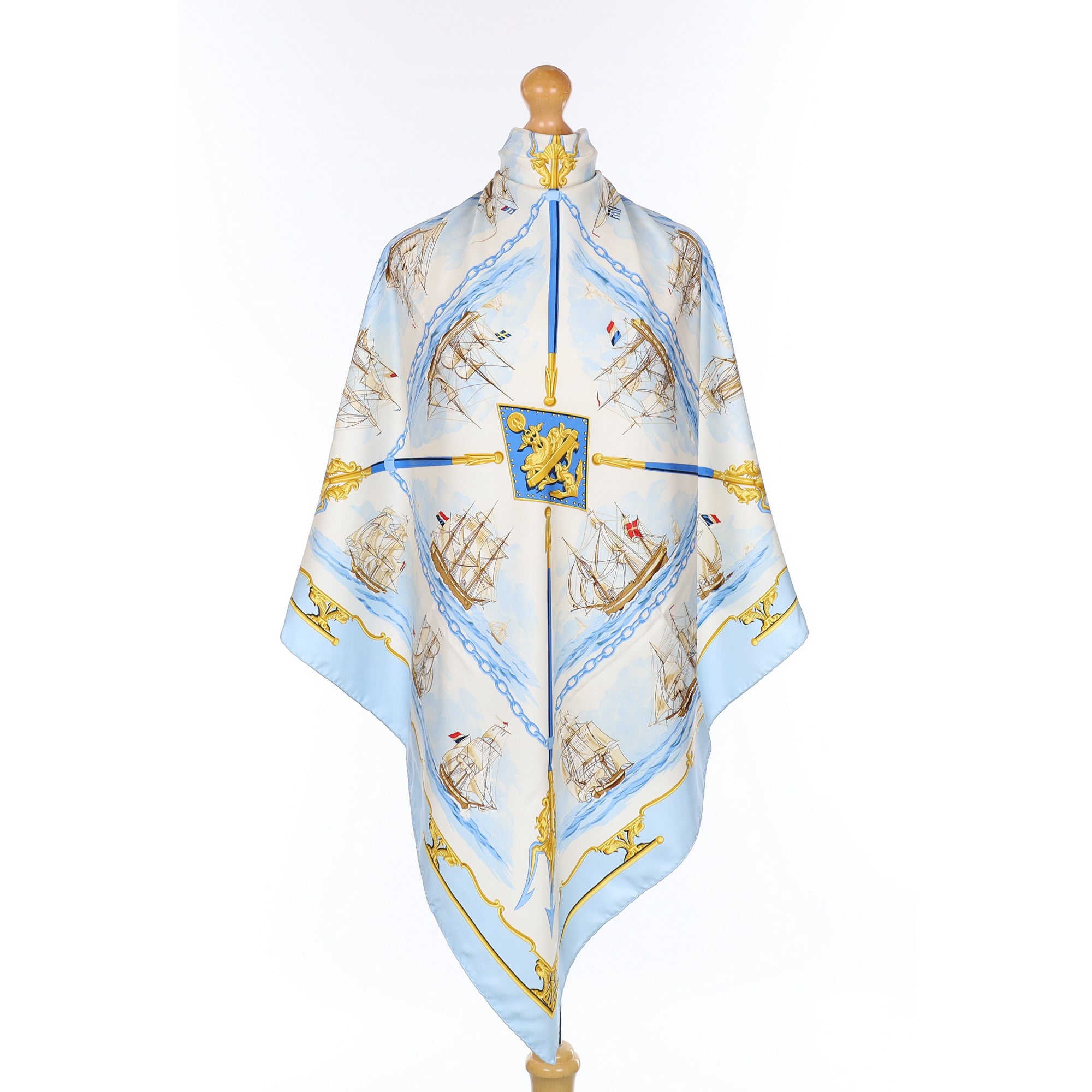 Hermès La Marine en Bois Silk Scarf