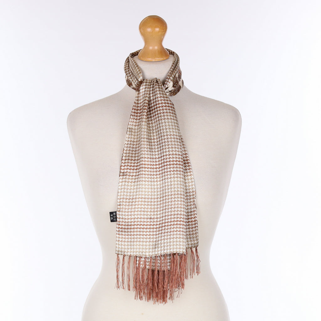 Tootal Brown Paisley Double Faced Silk Scarf