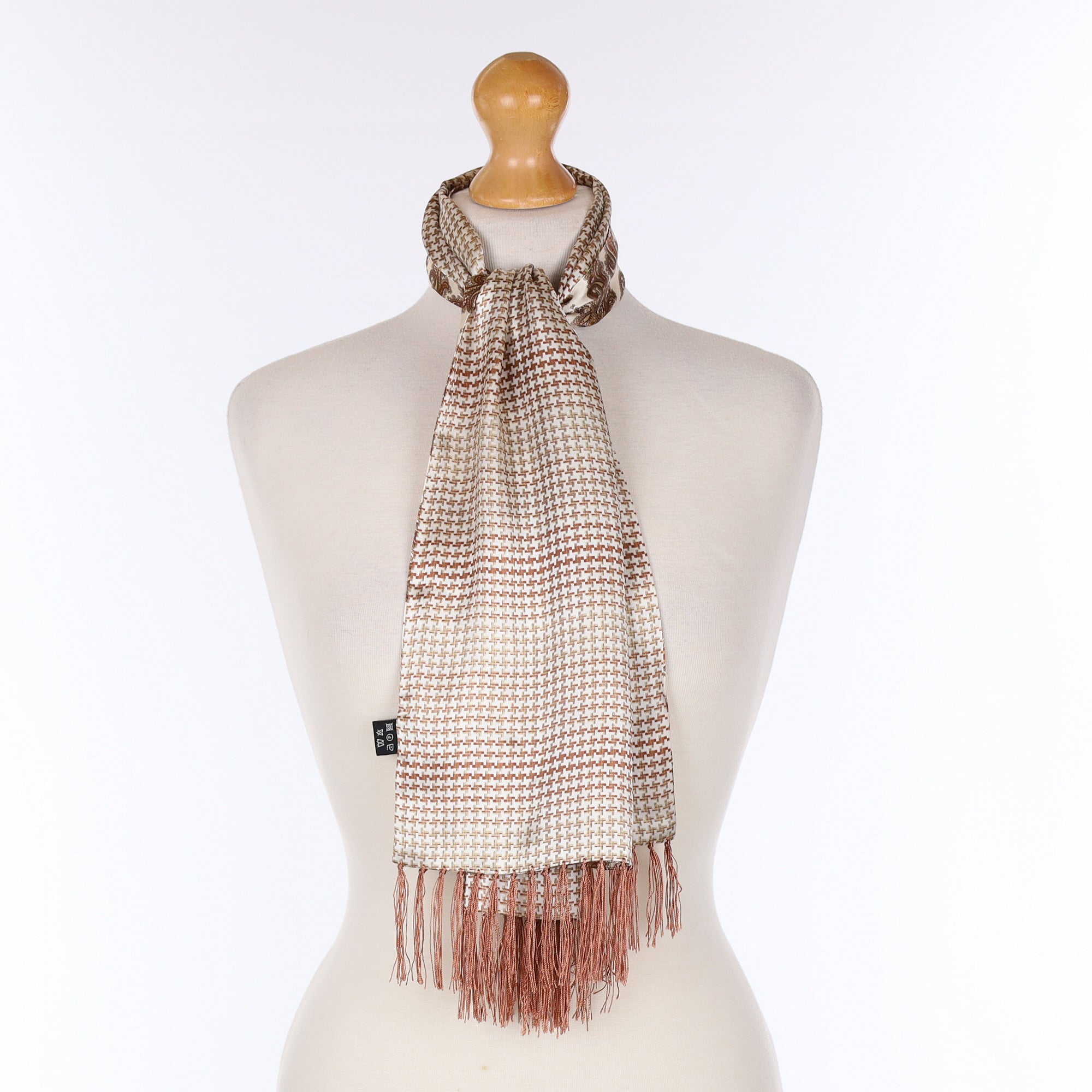 Tootal Brown Paisley Double Faced Silk Scarf