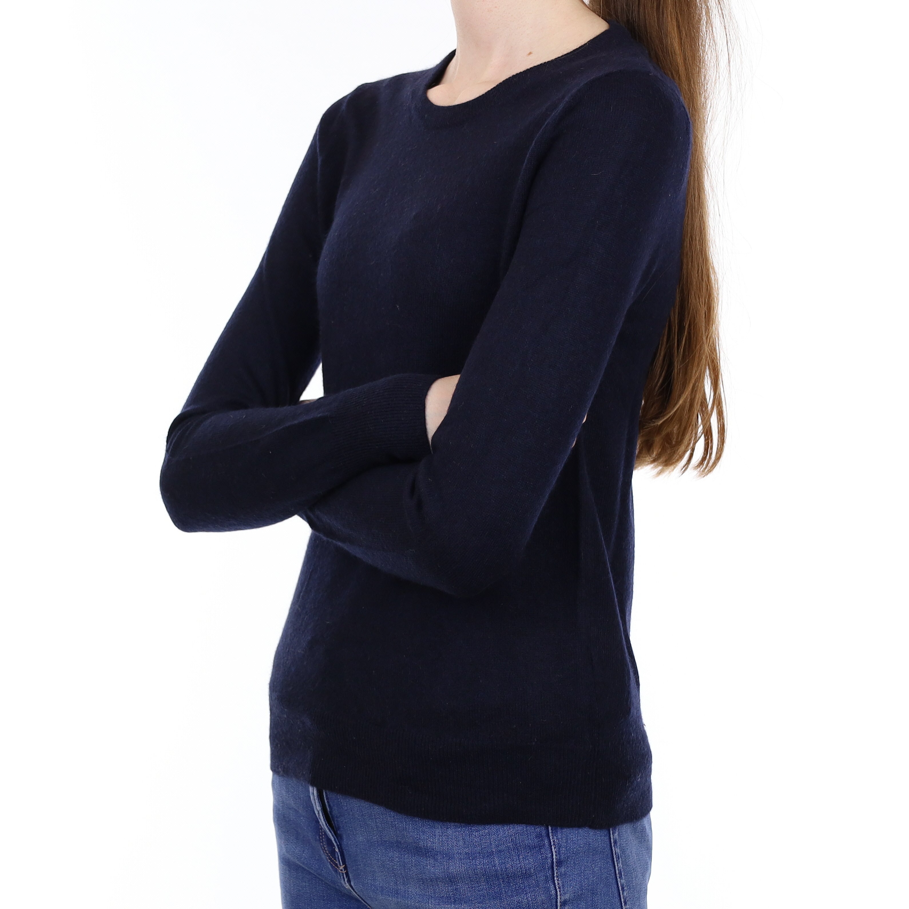 Dark Navy Cashmere Crew Neck Jumper Extra Small